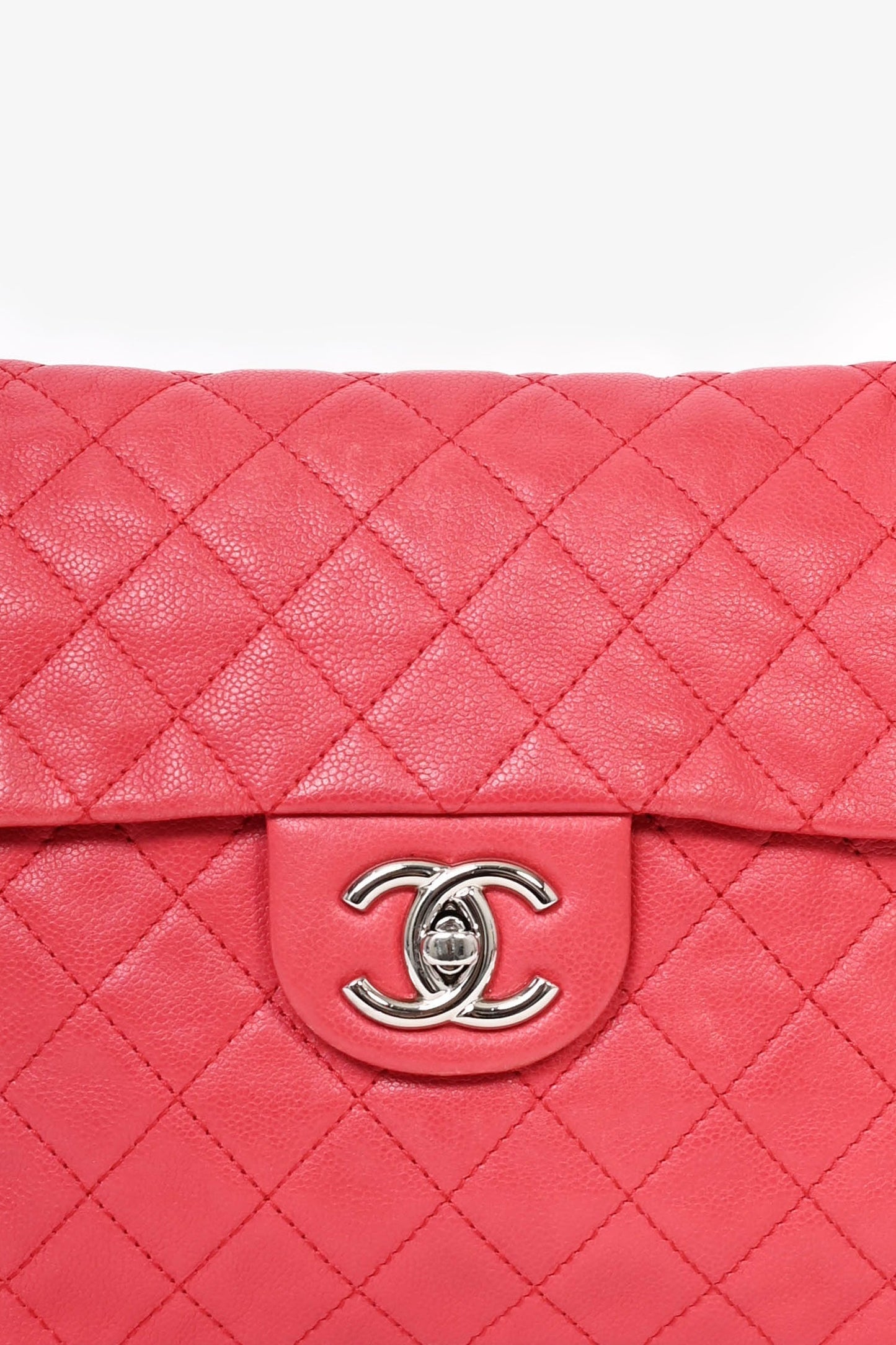 Chanel ™ 2008/09 Red Caviar Leather CC Quilted Maxi Shoulder Bag