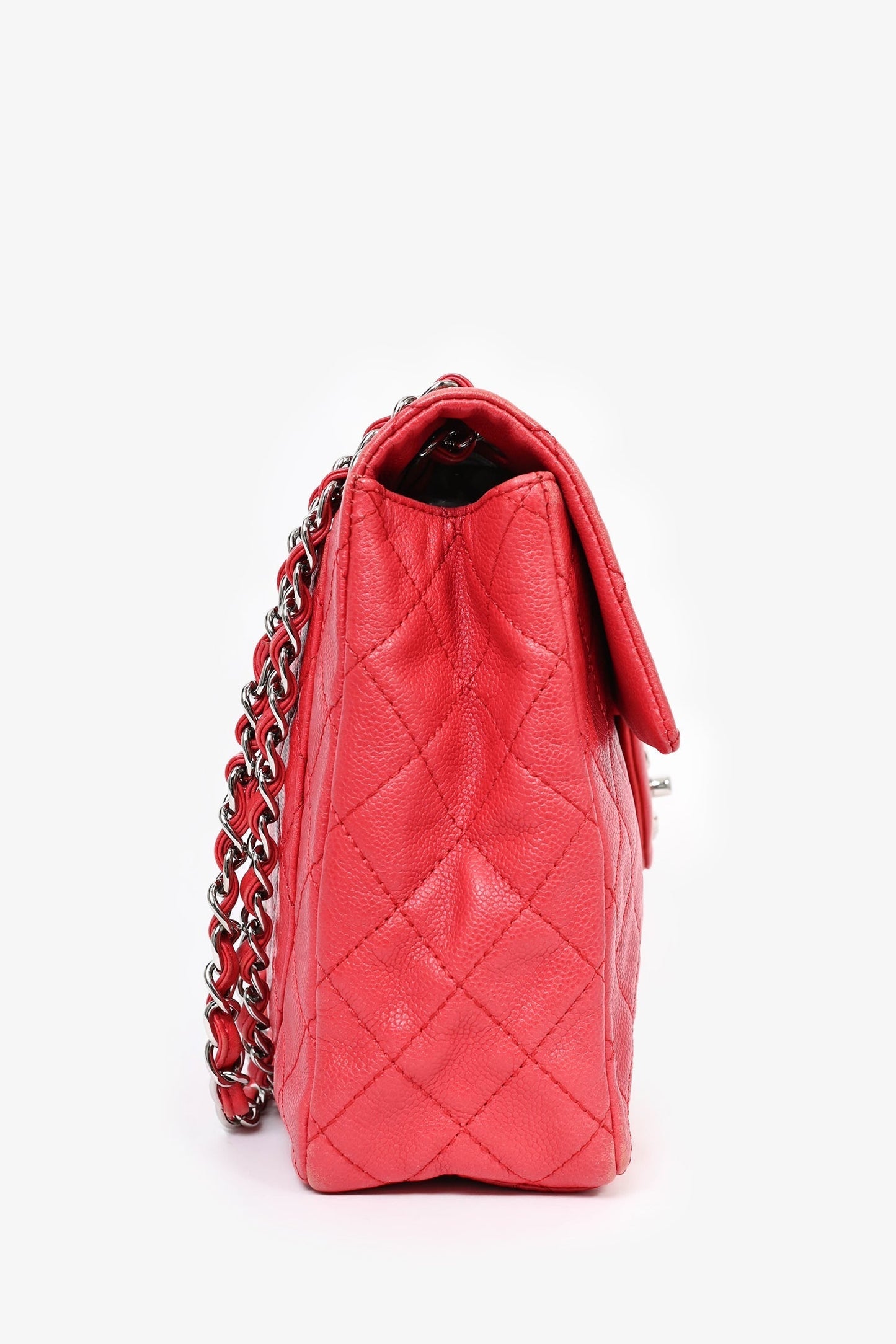 Chanel ™ 2008/09 Red Caviar Leather CC Quilted Maxi Shoulder Bag