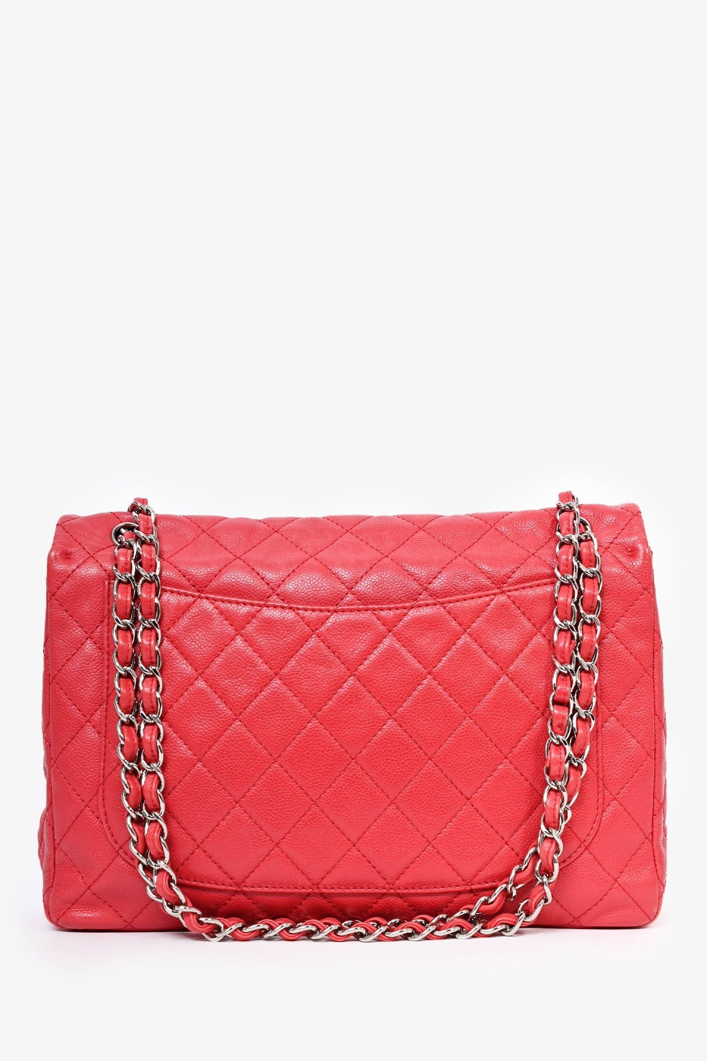 Chanel ™ 2008/09 Red Caviar Leather CC Quilted Maxi Shoulder Bag