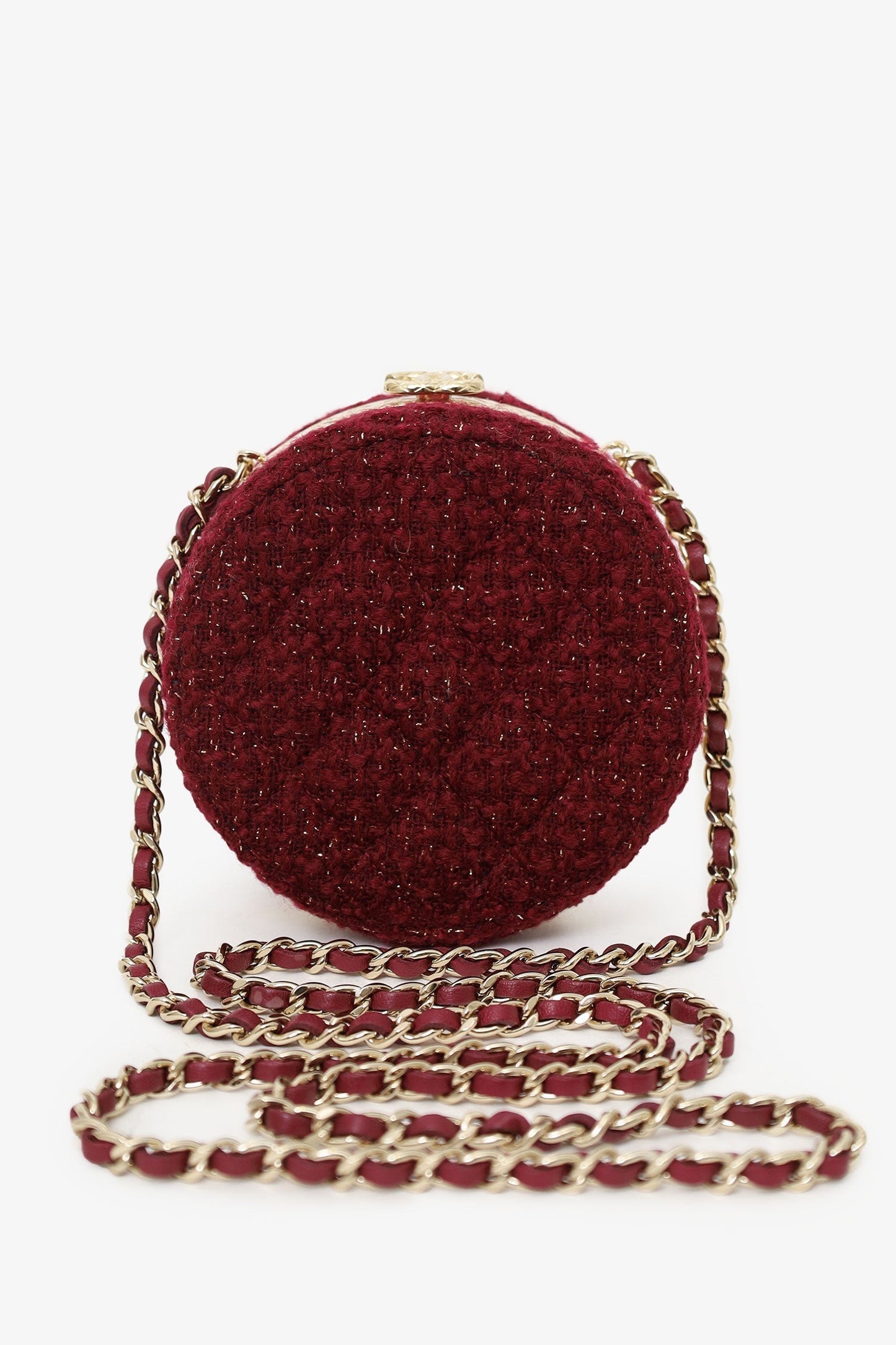 Chanel ™ 2022 Burgundy Tweed Vanity Clutch on Chain