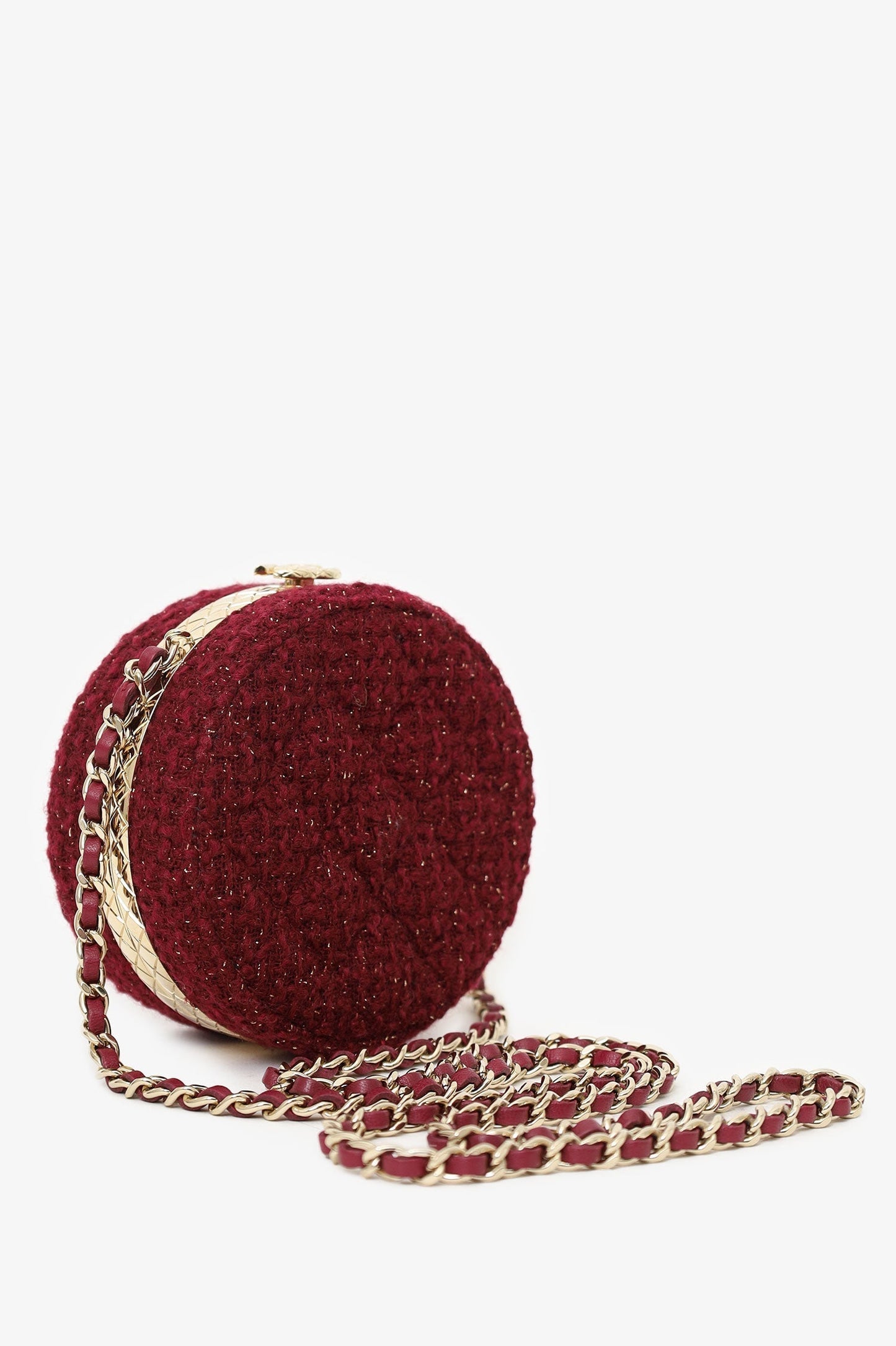 Chanel ™ 2022 Burgundy Tweed Vanity Clutch on Chain