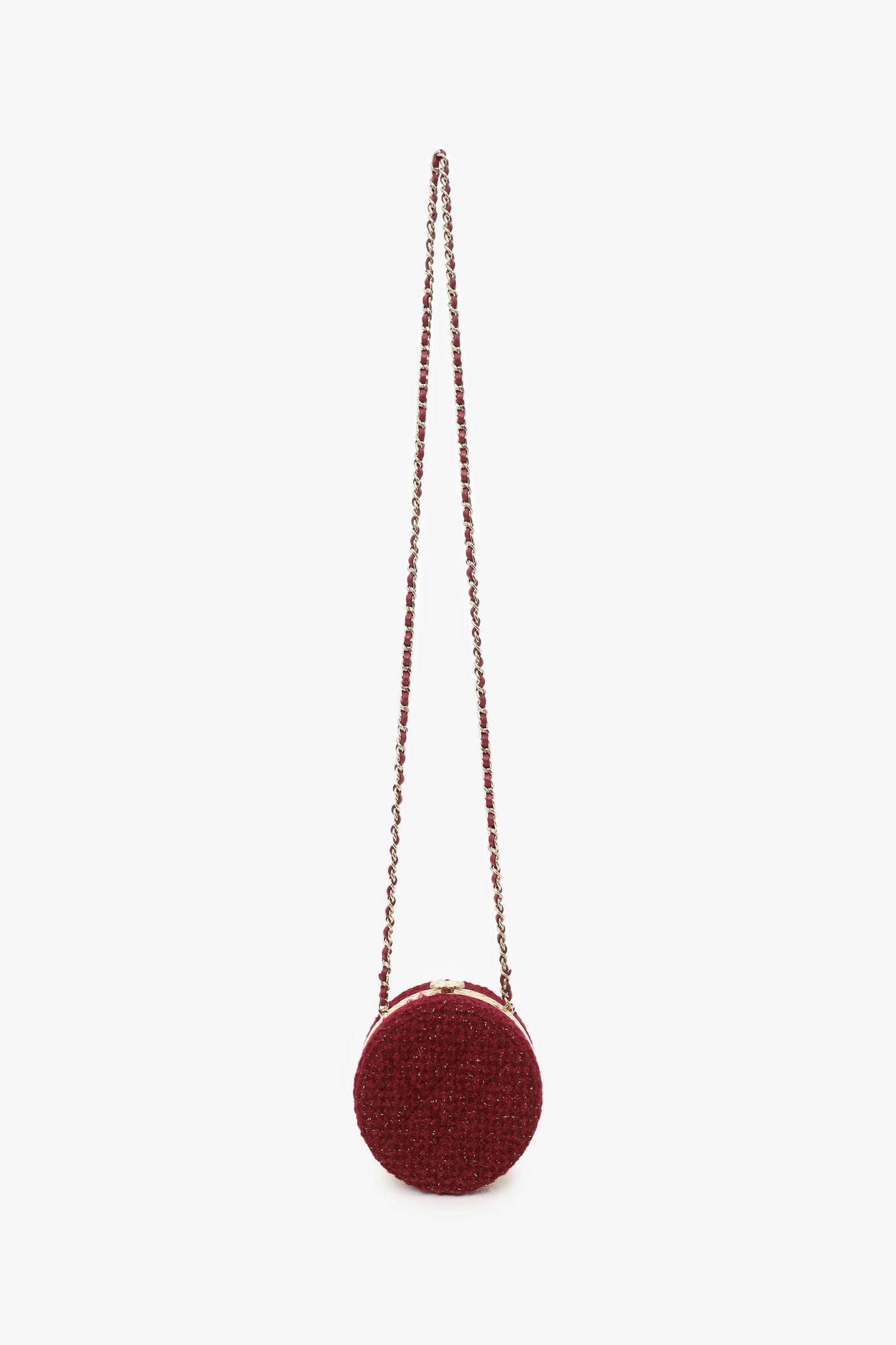Chanel ™ 2022 Burgundy Tweed Vanity Clutch on Chain