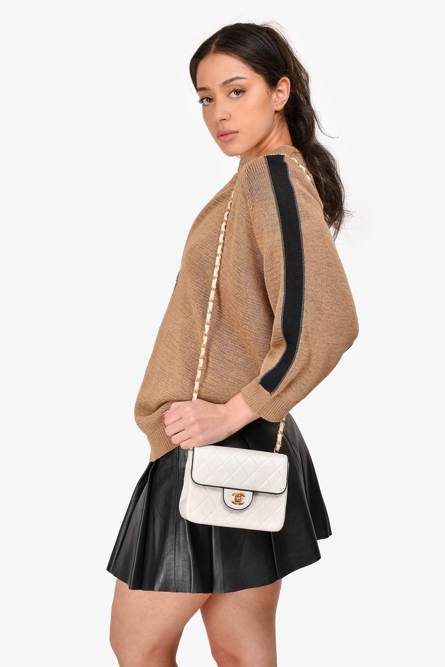 Chanel ™ 1989-91 White/Black Lambskin Leather Mini Square Flap Bag (Refurbished)