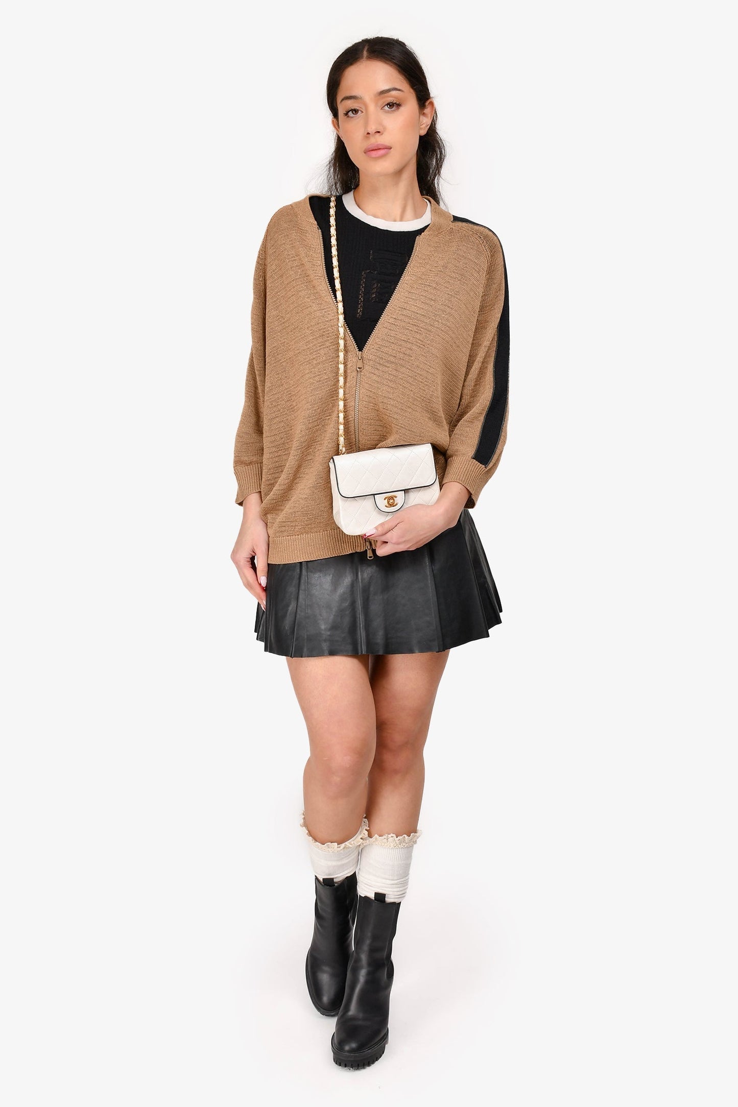 Chanel ™ 1989-91 White/Black Lambskin Leather Mini Square Flap Bag (Refurbished)