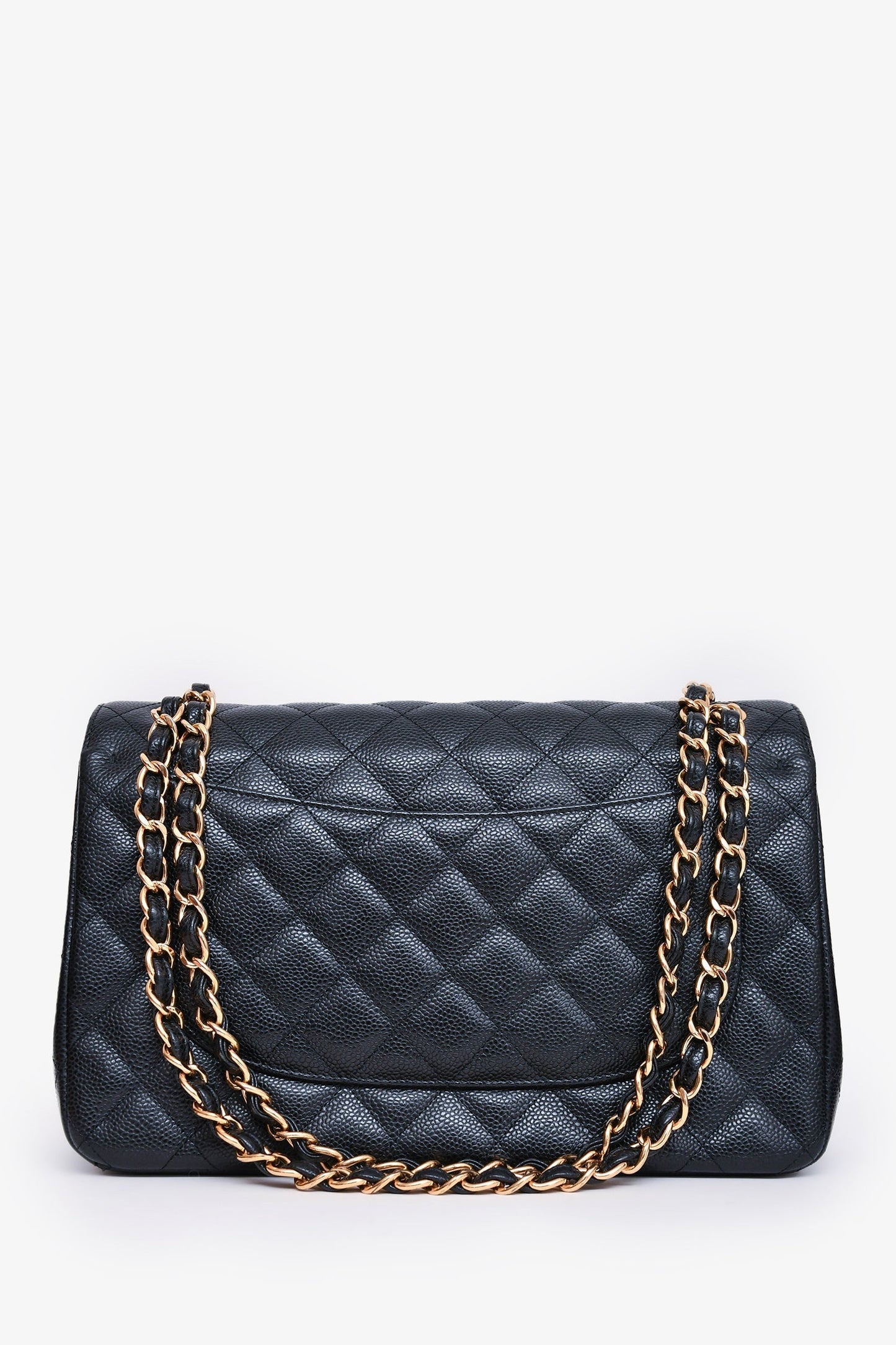 Chanel ™ 2019 Black Caviar Leather Jumbo Double Flap Should Accessory