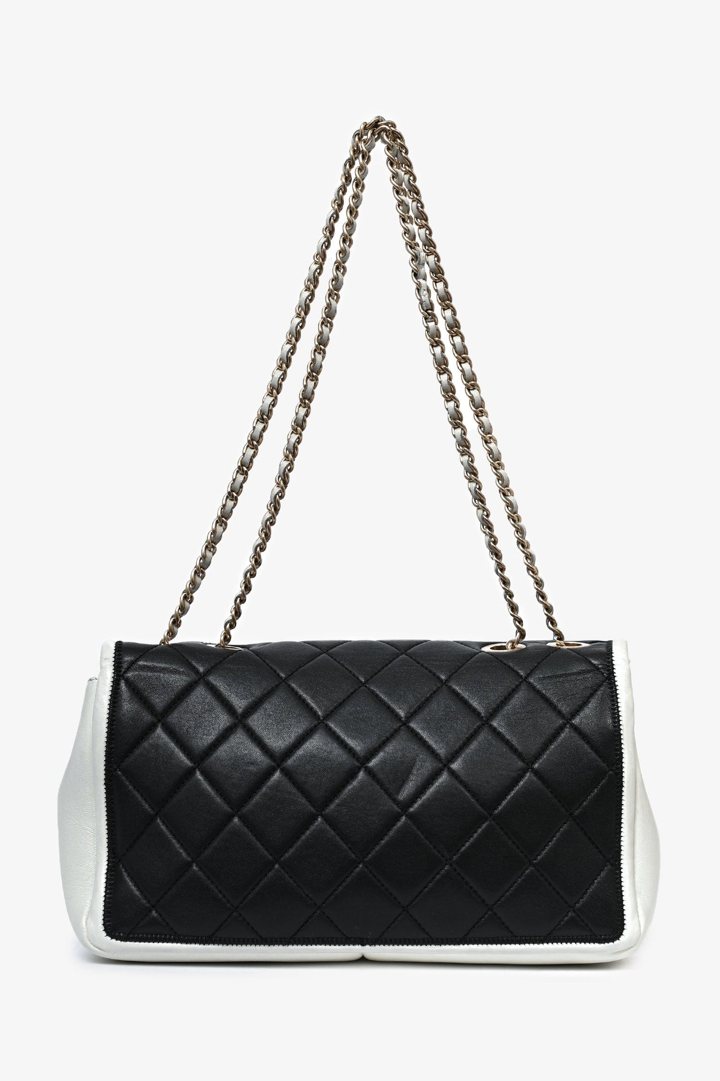 Chanel ™ 2012/13 Black/White Lambskin Medium Graphic Flap Bag (Refurbished)