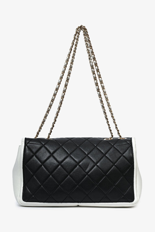 Chanel ™ 2012/13 Black/White Lambskin Medium Graphic Flap Bag (Refurbished)