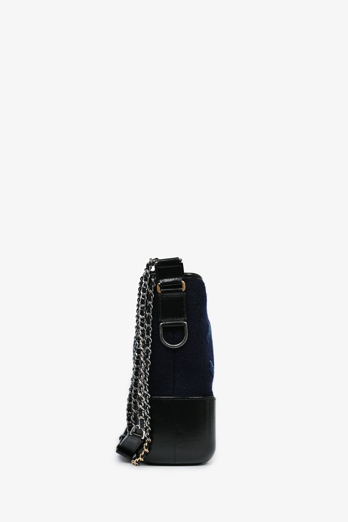 Chanel ™ 2019 Navy Wool 'Paris Hamburg' Embroidered Large Gabrielle Hobo