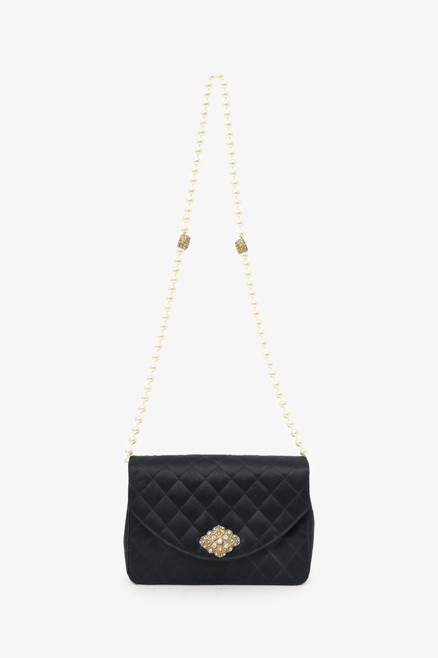 Chanel ™ 1986-88 Black Satin Gripoix Pearl Jewel Evening 'As Is' Accessory