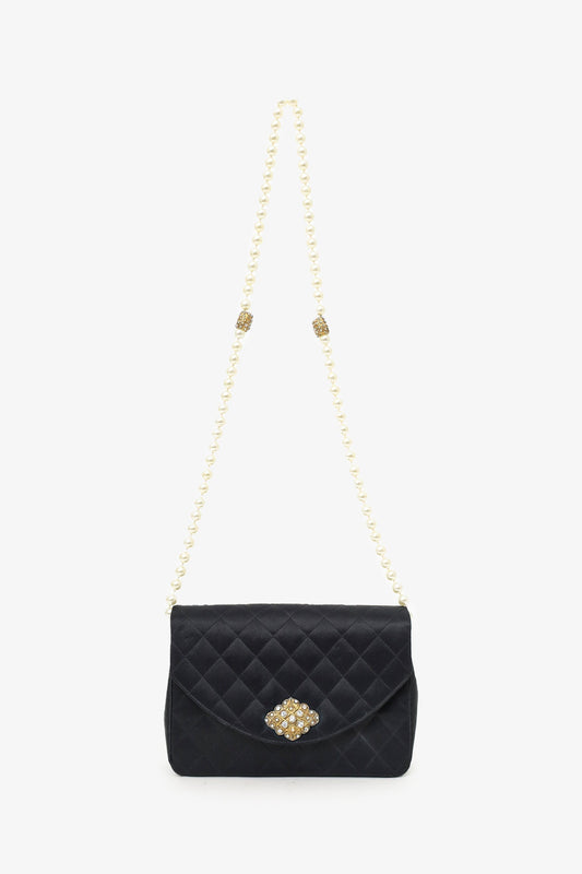 Chanel ™ 1986-88 Black Satin Gripoix Pearl Jewel Evening 'As Is' Accessory