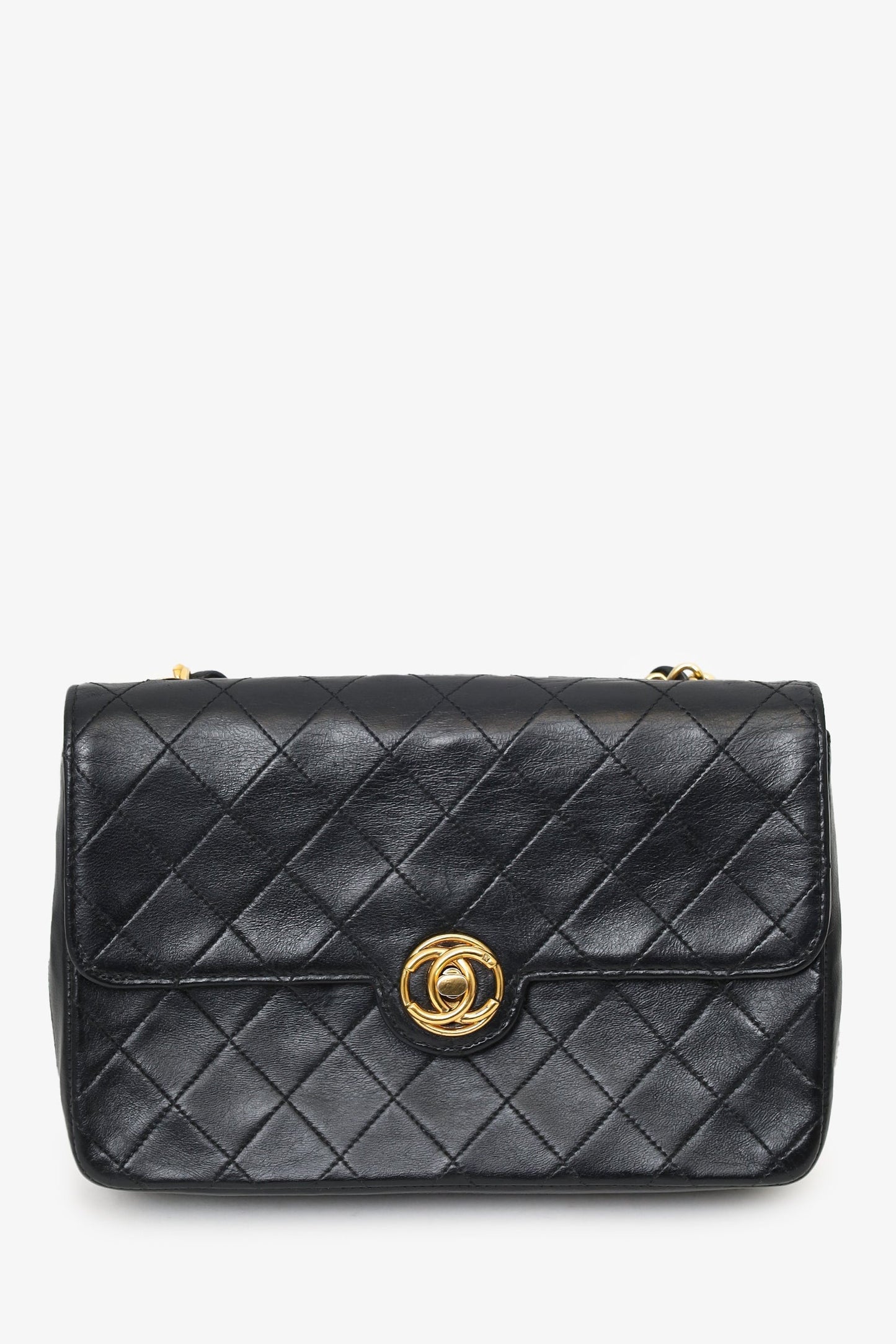 Chanel ™ 1986-88 Black Quilted Lambskin Circle CC Mini Flap Bag