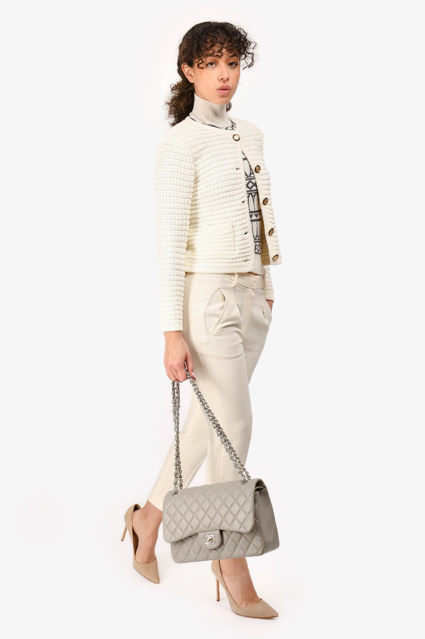 Chanel ™ 2019/20 Grey Lambskin Leather Jumbo Double Flap Accessory