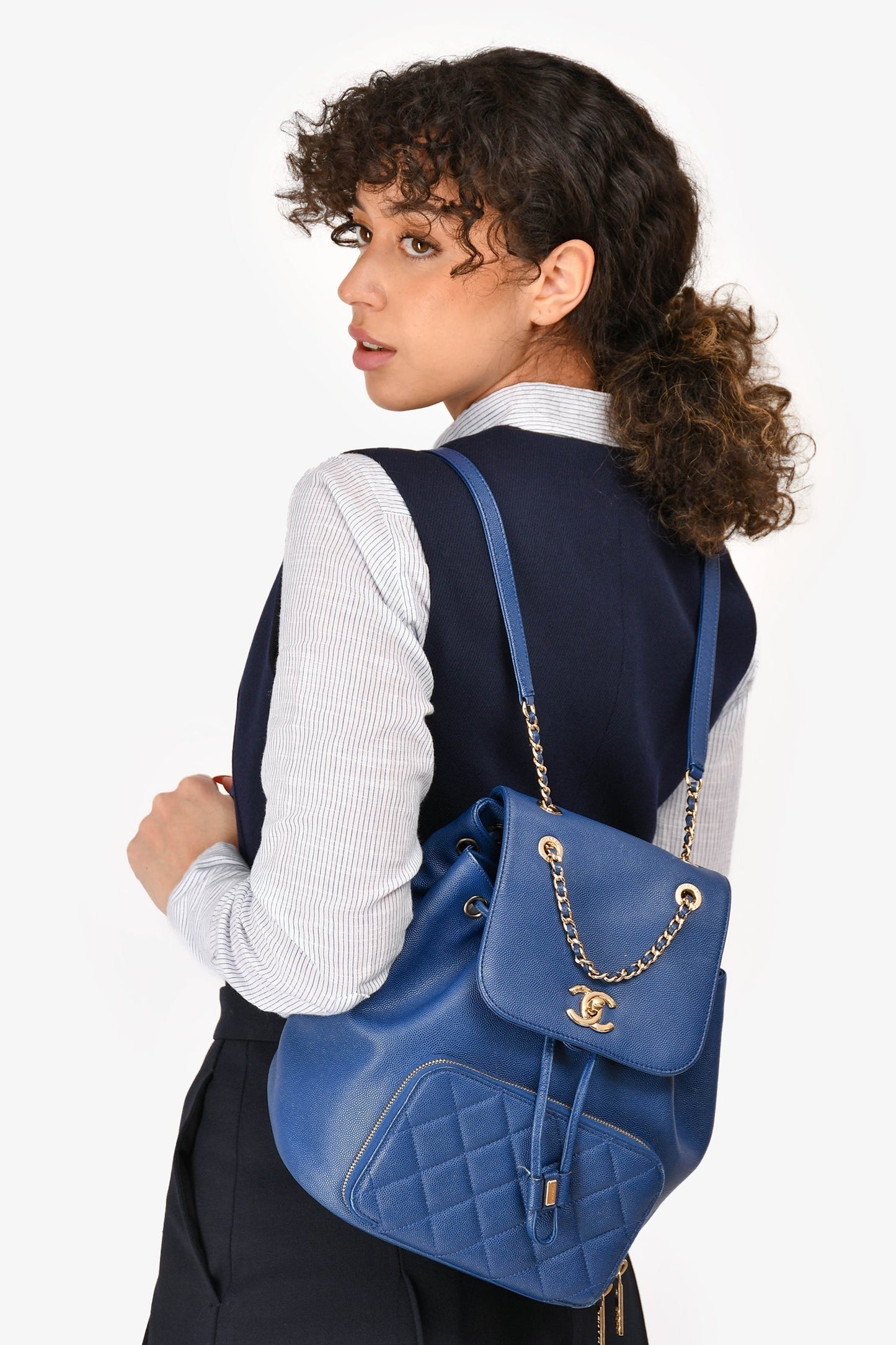 Chanel ™ 2017 Blue Caviar Leather Business Affinity GHW Backpack