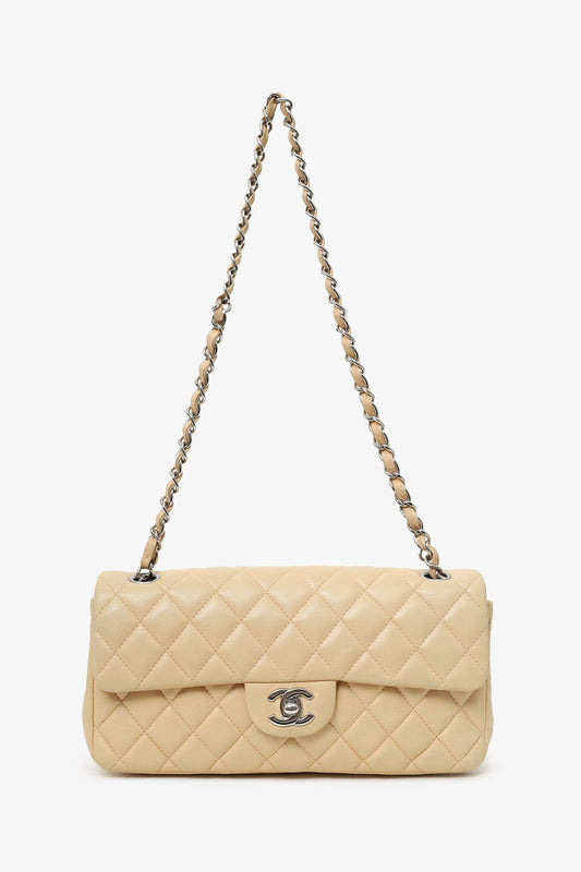 Chanel ™ 2010-11 Beige Quilted Lambskin East/West Single Flap Bag