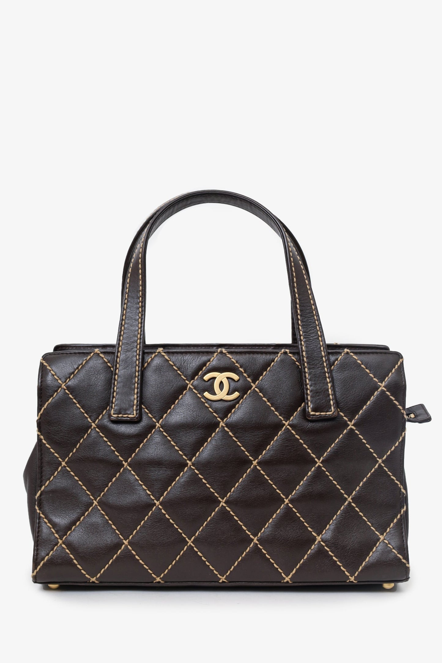 Chanel ™ 2004-05 Brown Leather Wild Stitch Coco Mark Leather Tote Bag