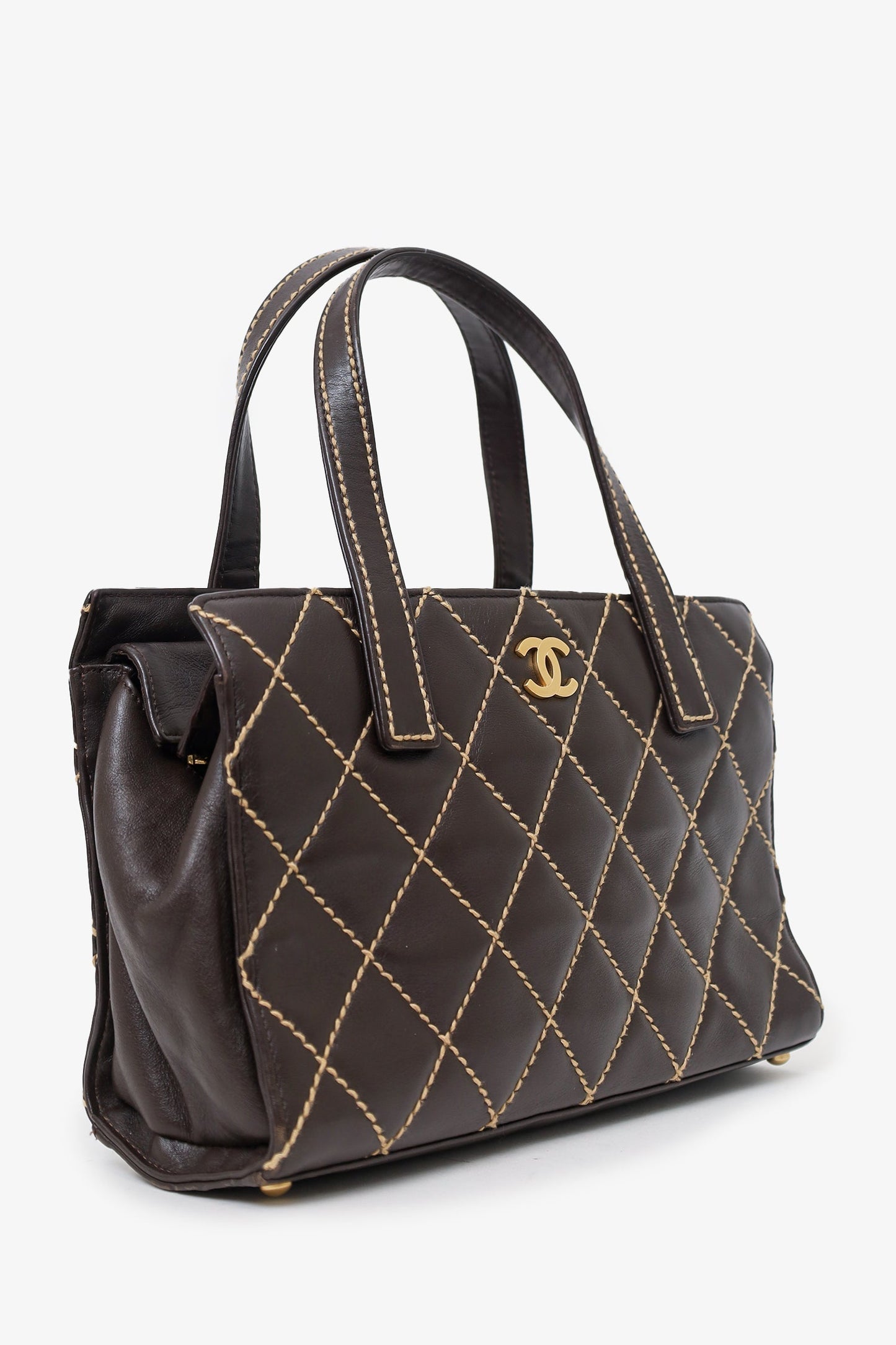 Chanel ™ 2004-05 Brown Leather Wild Stitch Coco Mark Leather Tote Bag