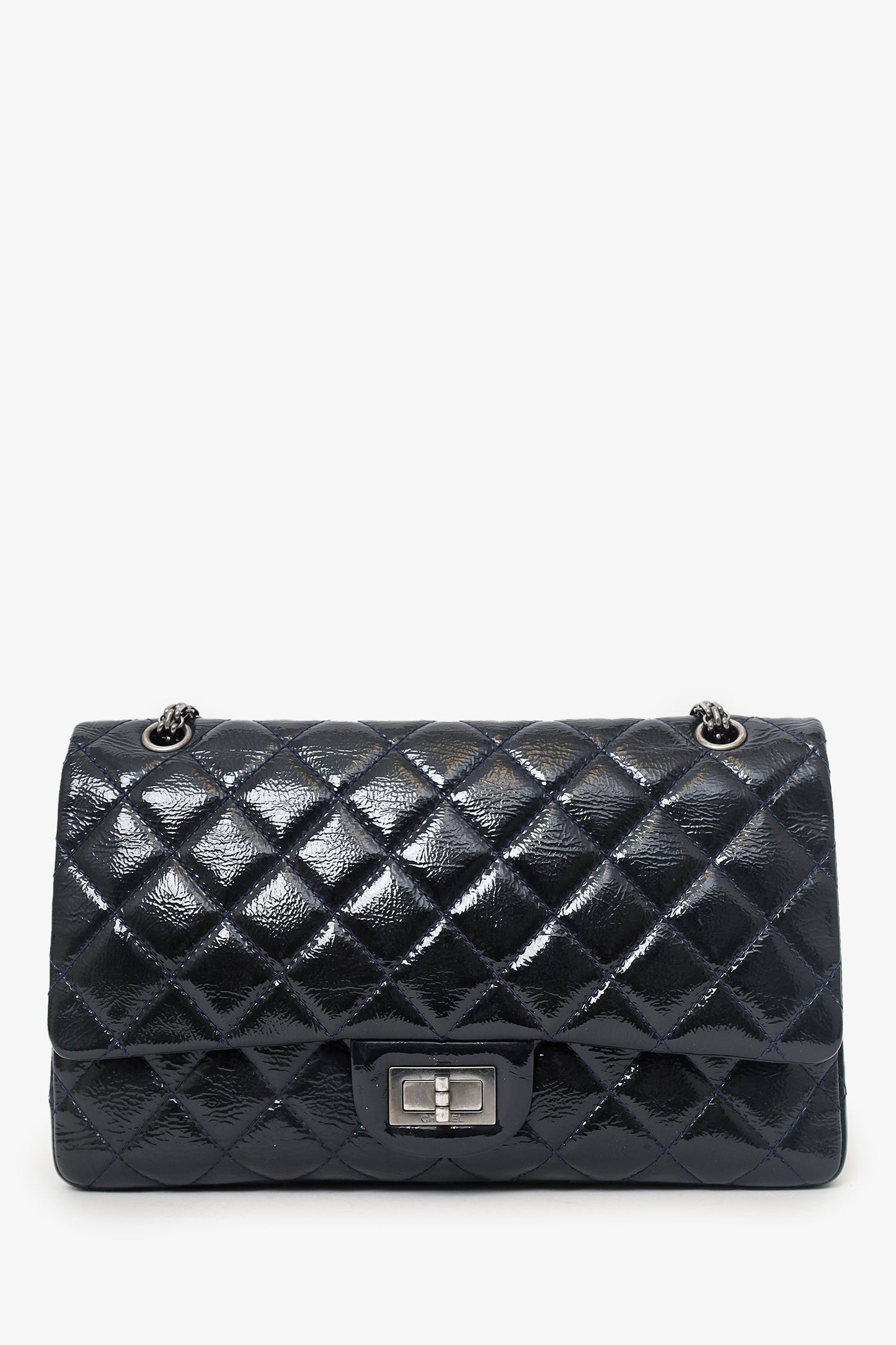 Chanel ™ 2010-11 Navy Patent Leather Reissue 227 Double Flap Bag
