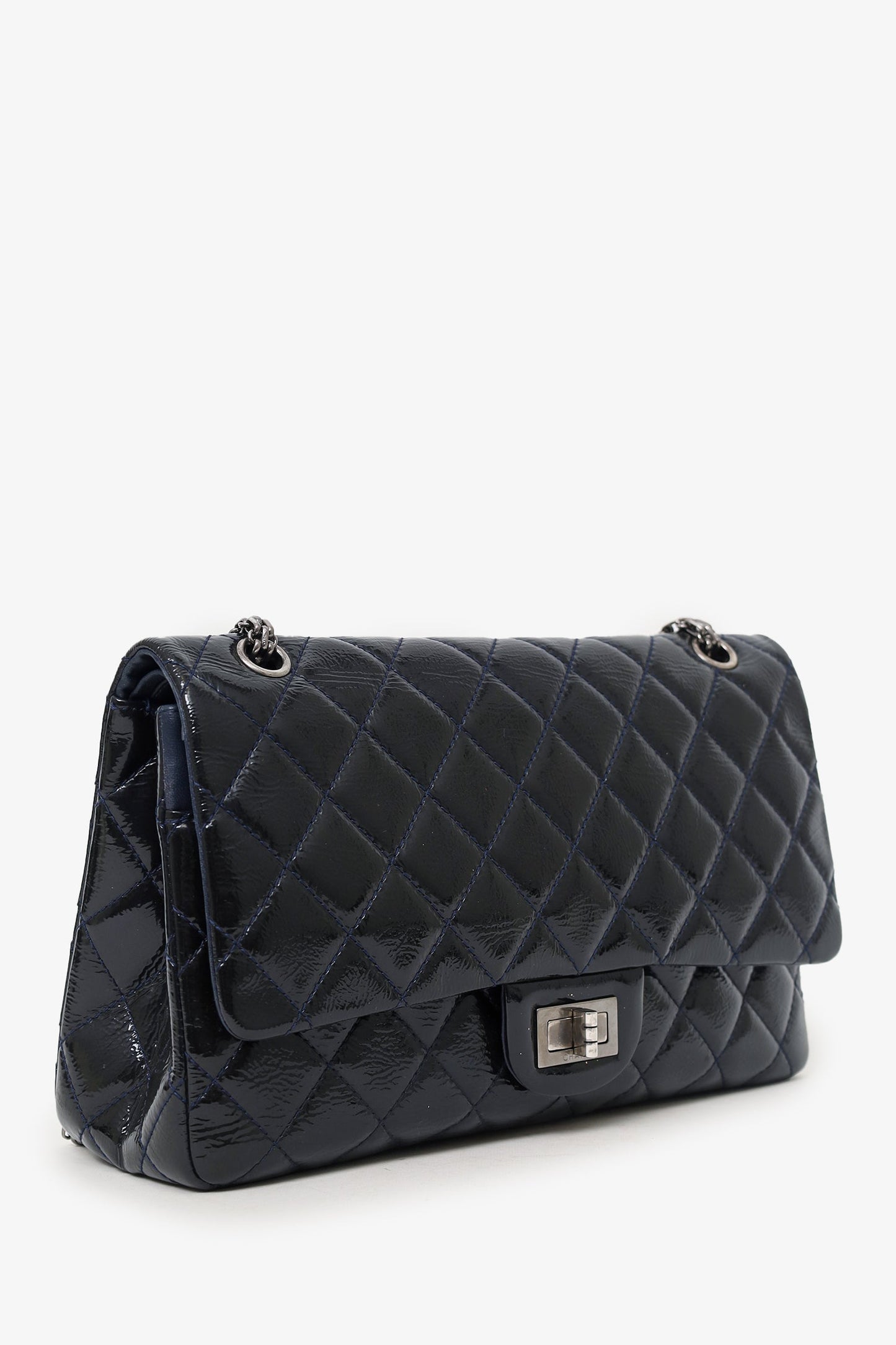 Chanel ™ 2010-11 Navy Patent Leather Reissue 227 Double Flap Bag