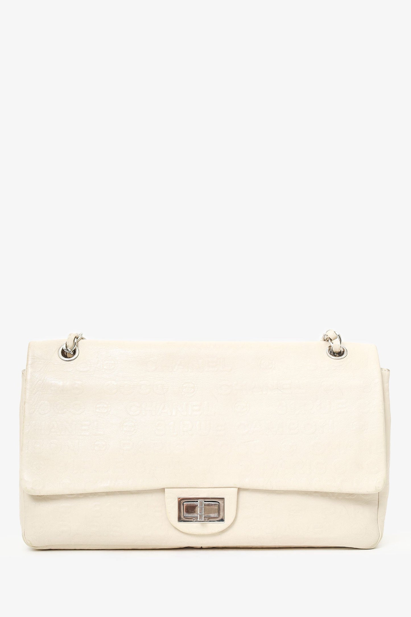 Chanel ™ 2008-09 White Embossed CC Calfskin Unlimited Reissue 228 Flap Bag
