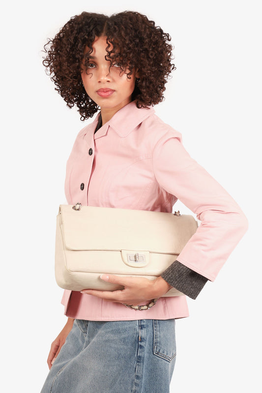 Chanel ™ 2008-09 White Embossed CC Calfskin Unlimited Reissue 228 Flap Bag