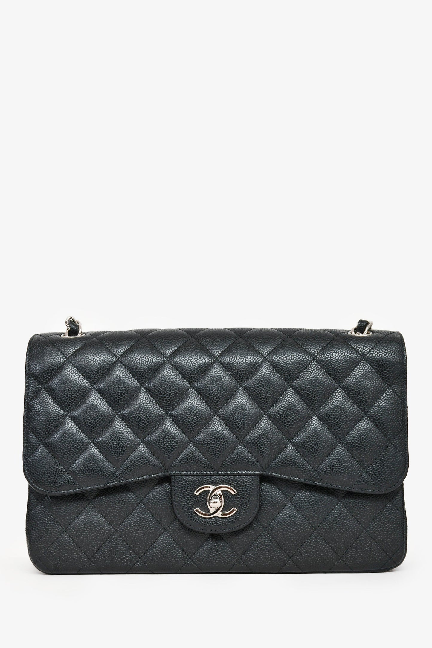 Chanel ™ 2014 Black Caviar Leather Jumbo Double Flap Accessory