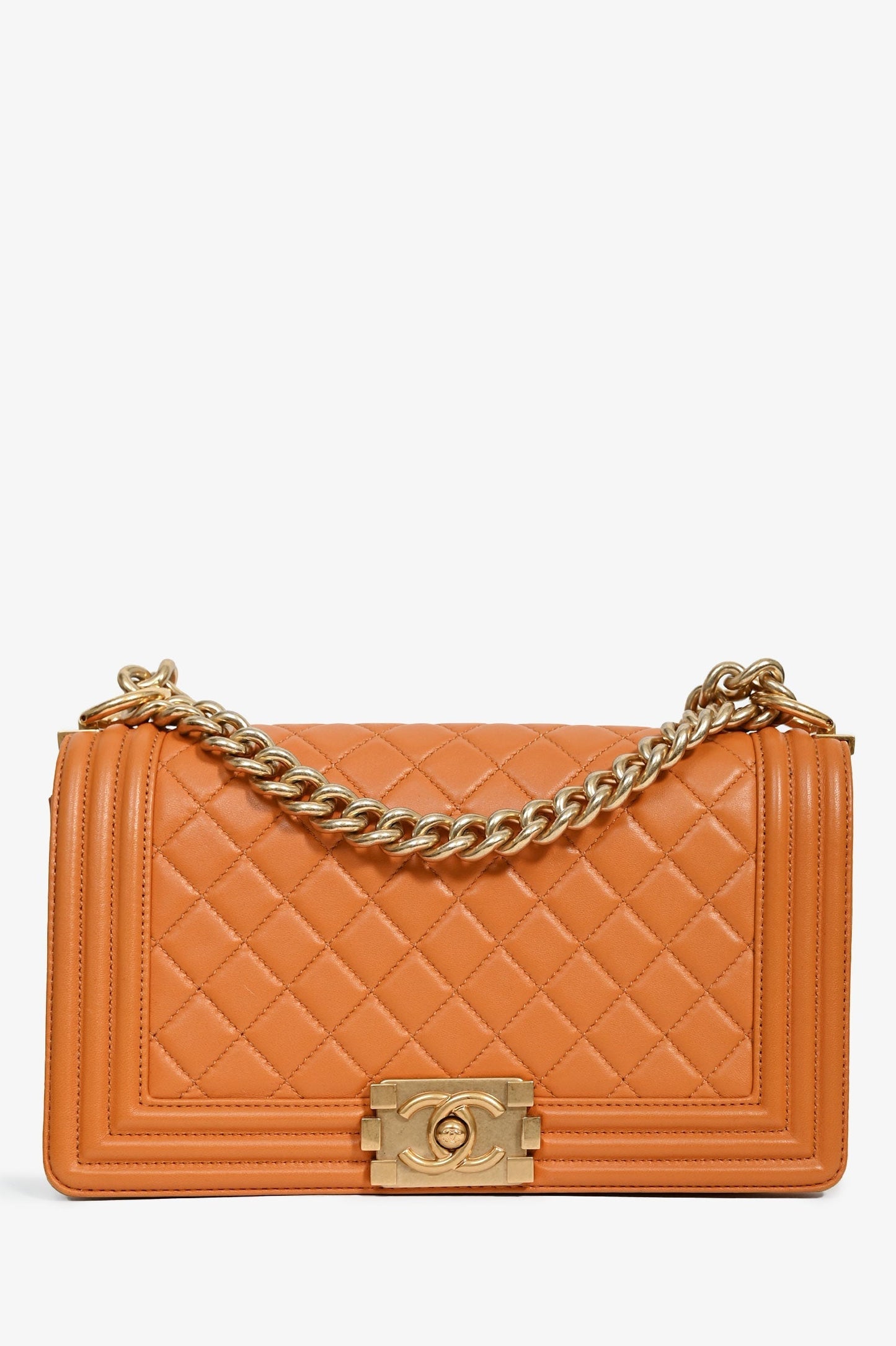 Chanel ™ 2016-17 Orange Quilted Lambskin Medium Boy Accessory