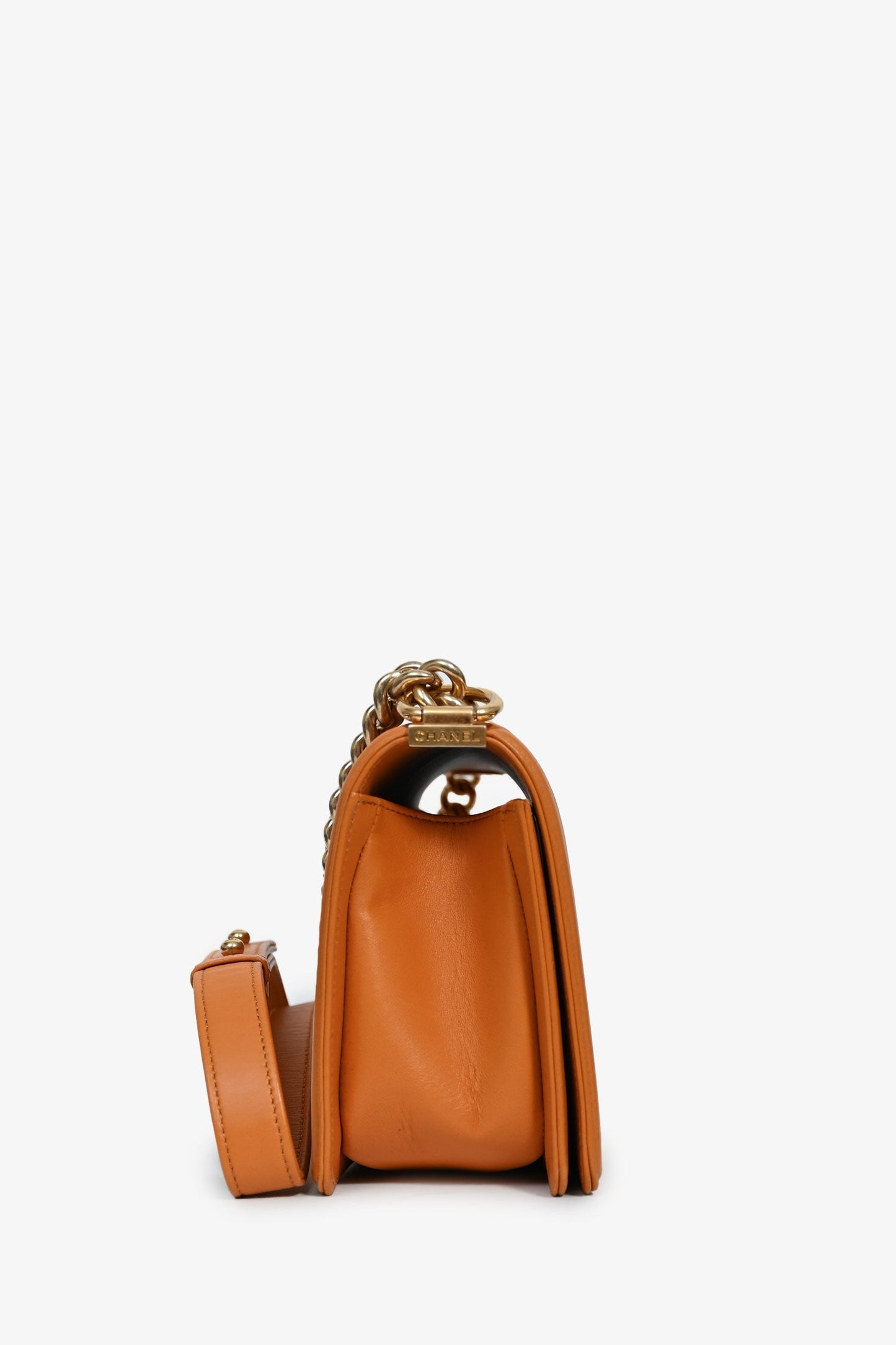 Chanel ™ 2016-17 Orange Quilted Lambskin Medium Boy Accessory