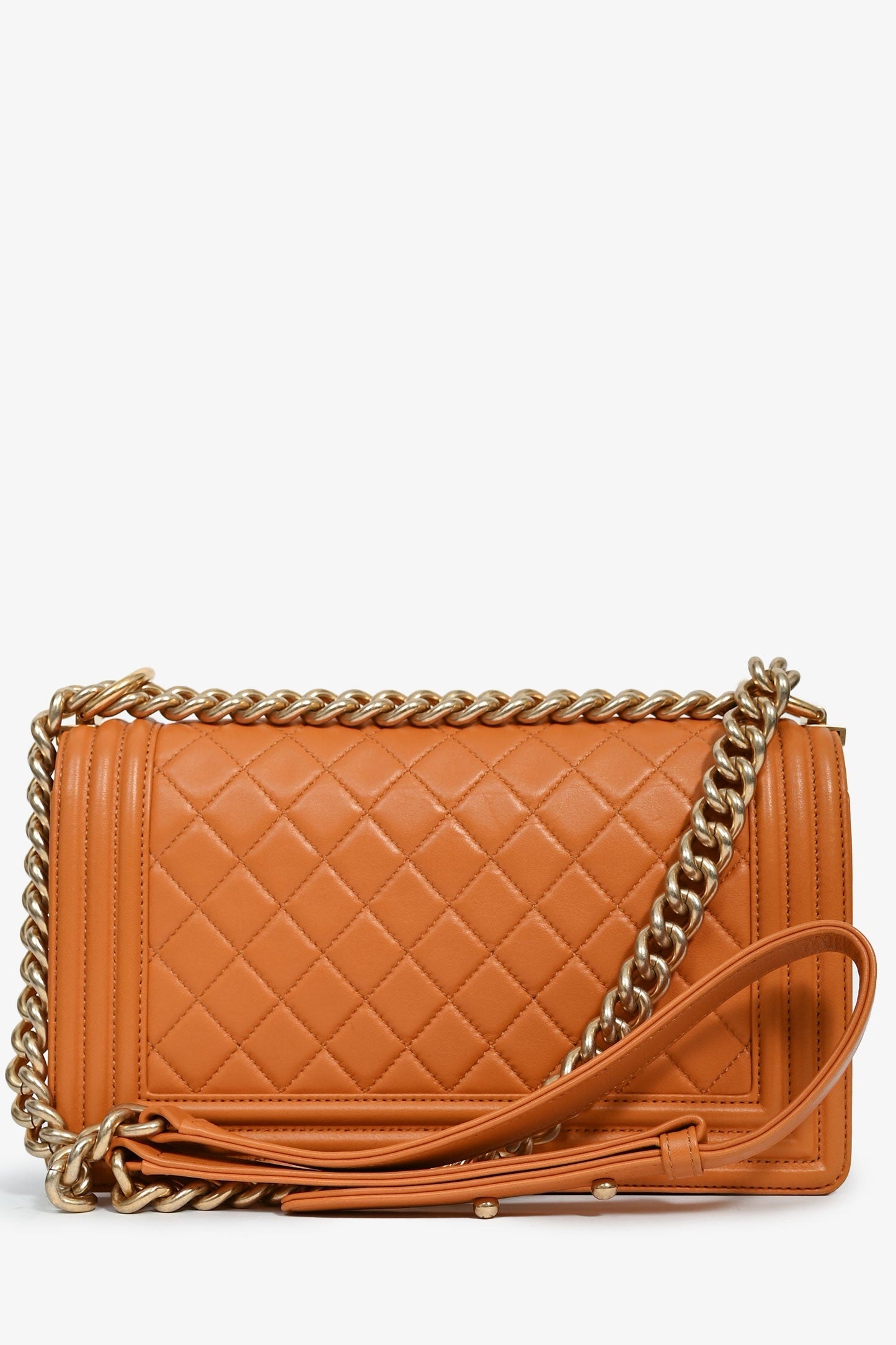 Chanel ™ 2016-17 Orange Quilted Lambskin Medium Boy Accessory