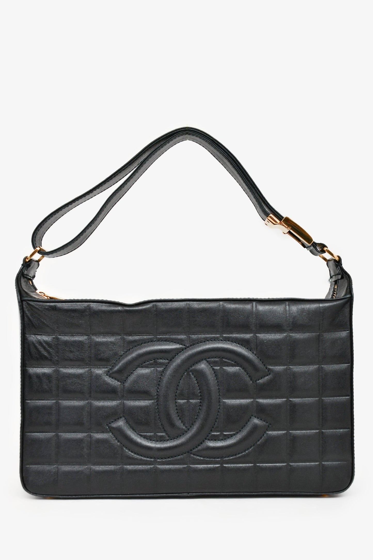 Chanel ™ 2003/2004 Black Leather Choco Bar CC Shoulder Bag