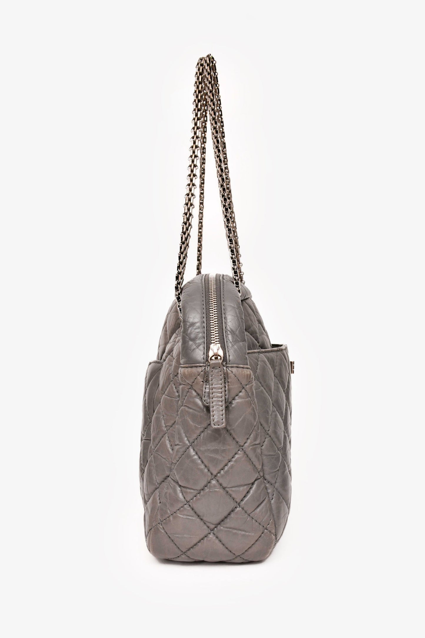 Chanel ™ 2008-2009 Grey Crackled Leather Quilted Reissue Camera Bag (As Is)