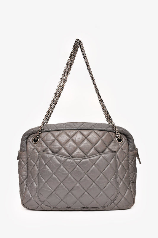 Chanel ™ 2008-2009 Grey Crackled Leather Quilted Reissue Camera Bag (As Is)
