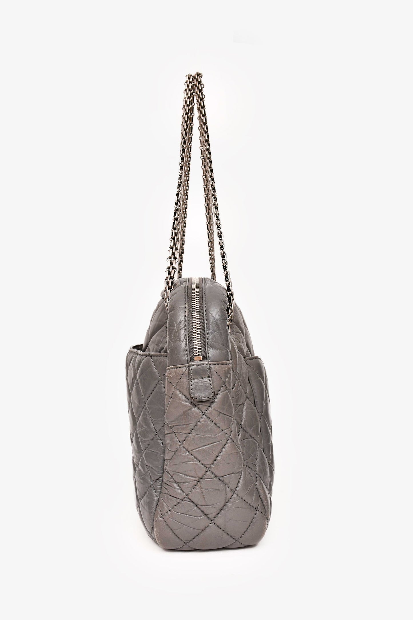 Chanel ™ 2008-2009 Grey Crackled Leather Quilted Reissue Camera Bag (As Is)