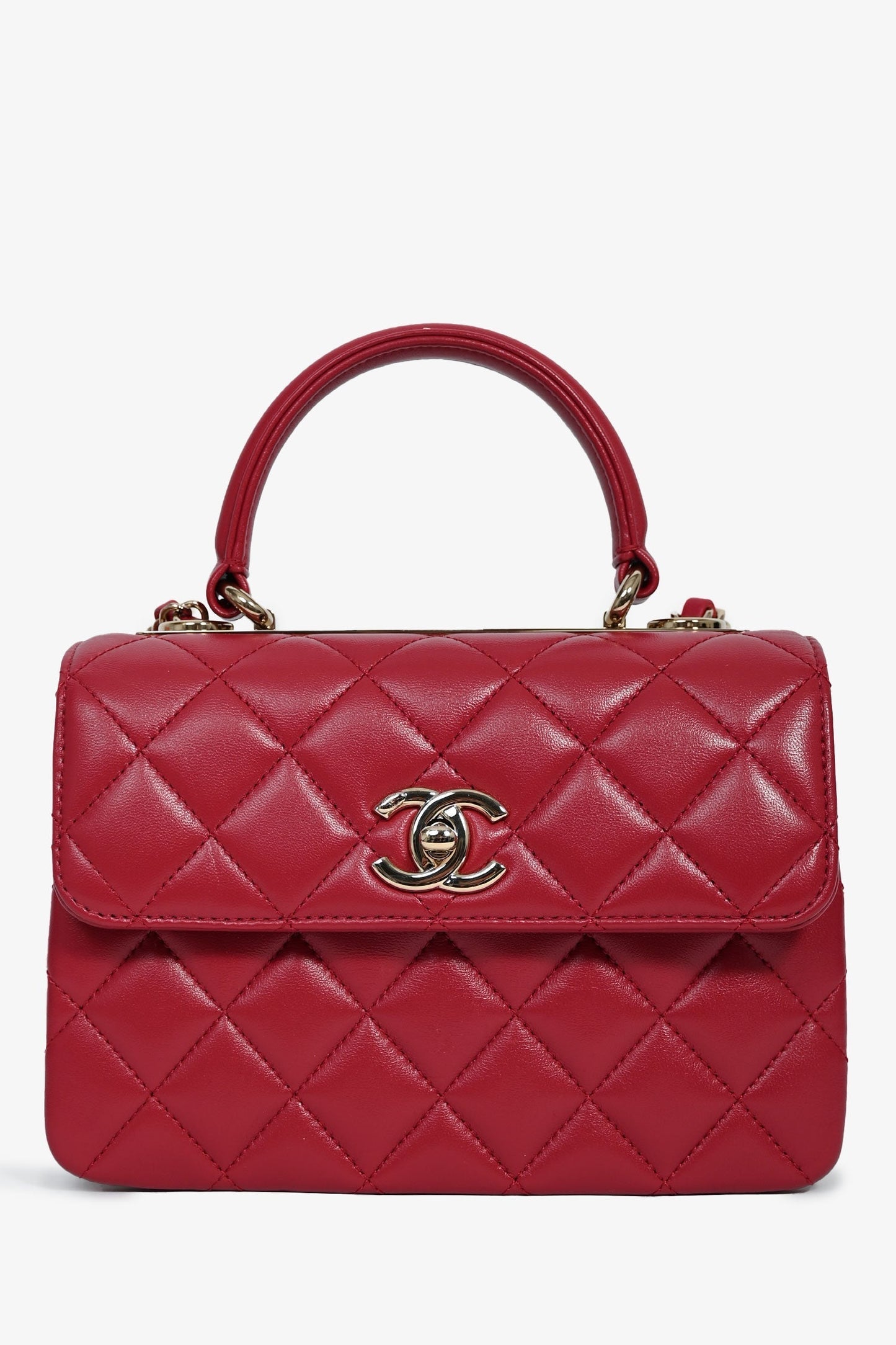 Chanel ™ Magenta Leather Trendy CC Small Top Handle Bag