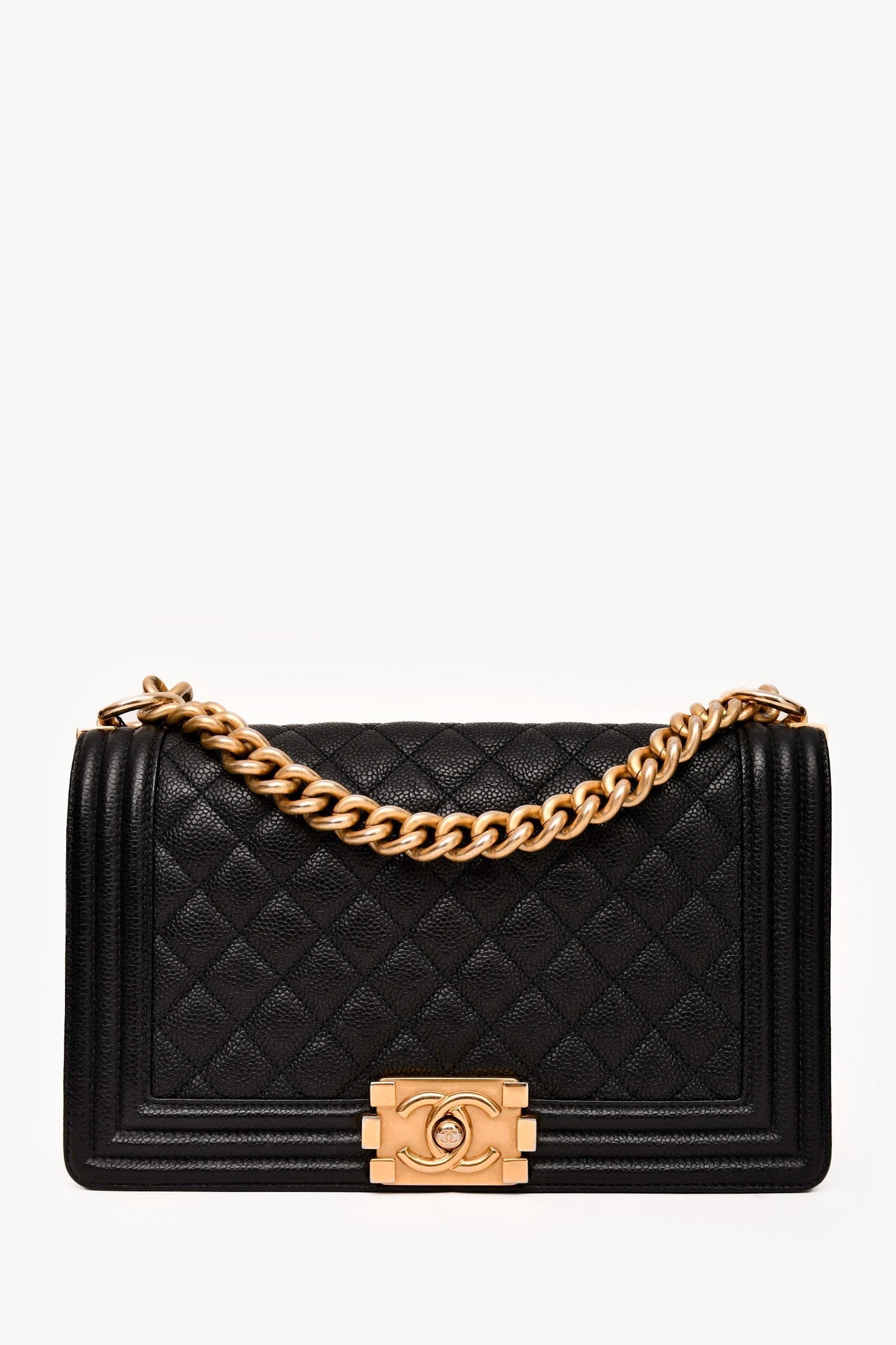 Chanel ™ 2016-17 Black Caviar Leather New Medium Boy Crossbody (As Is)
