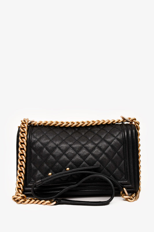 Chanel ™ 2016-17 Black Caviar Leather New Medium Boy Crossbody (As Is)