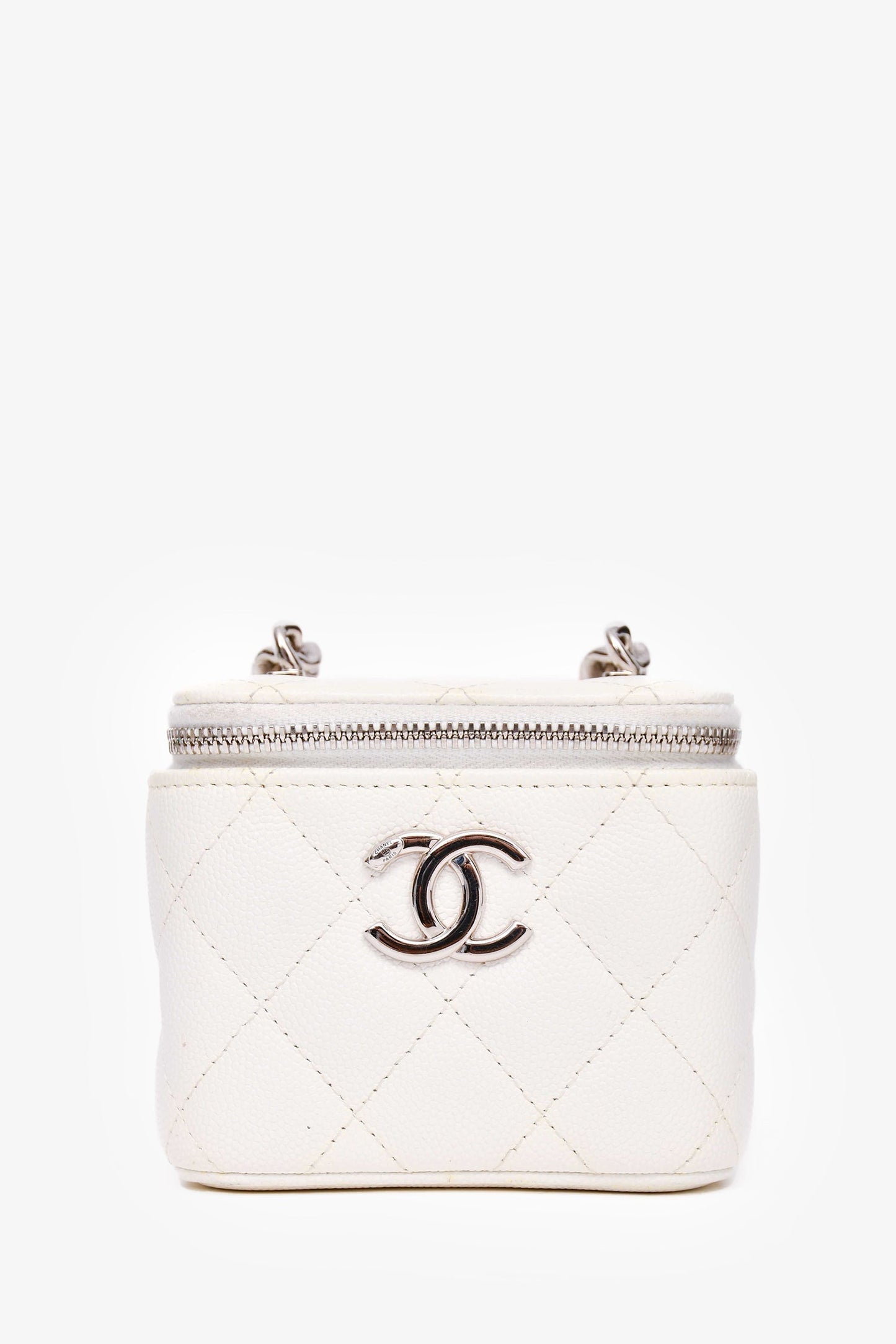 Chanel ™ 2022 White Caviar Leather Mini Vanity Case (As Is)
