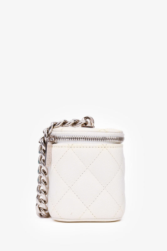 Chanel ™ 2022 White Caviar Leather Mini Vanity Case (As Is)