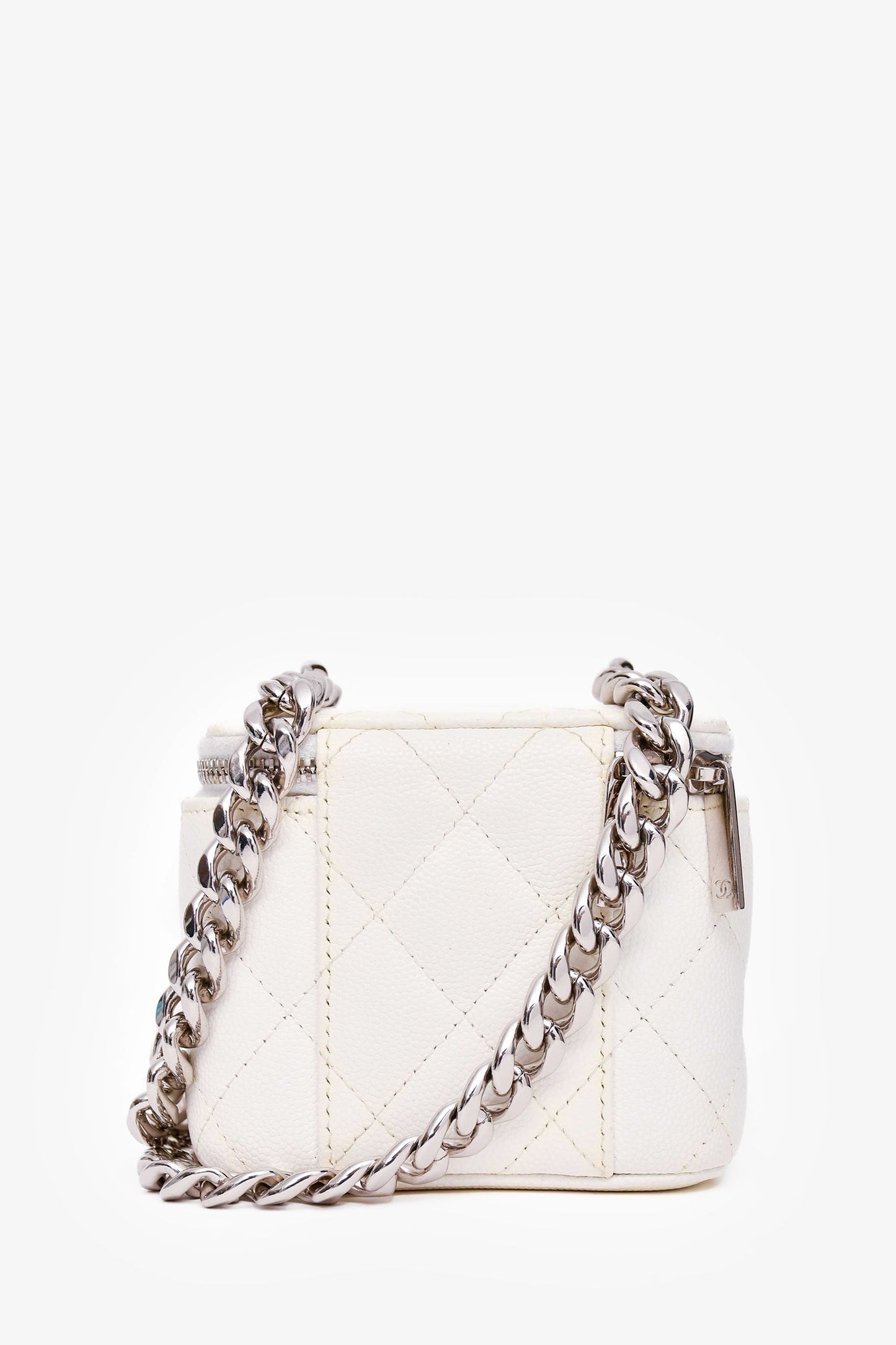 Chanel ™ 2022 White Caviar Leather Mini Vanity Case (As Is)