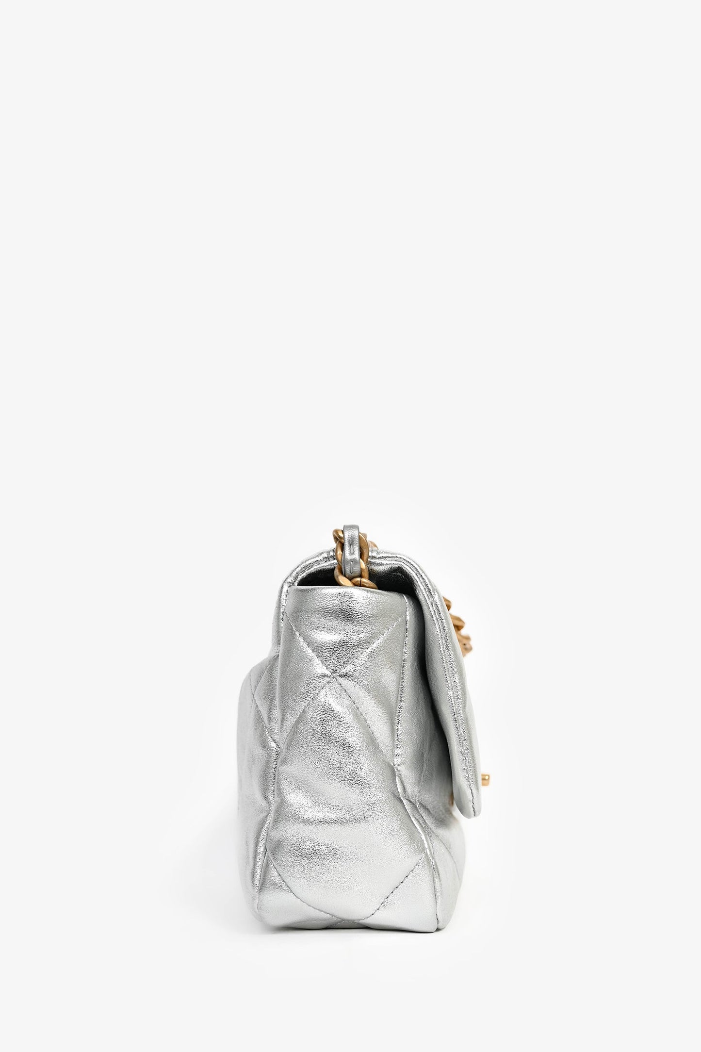 Chanel ™ 2020 Silver Lambskin Medium 19 Flap Bag