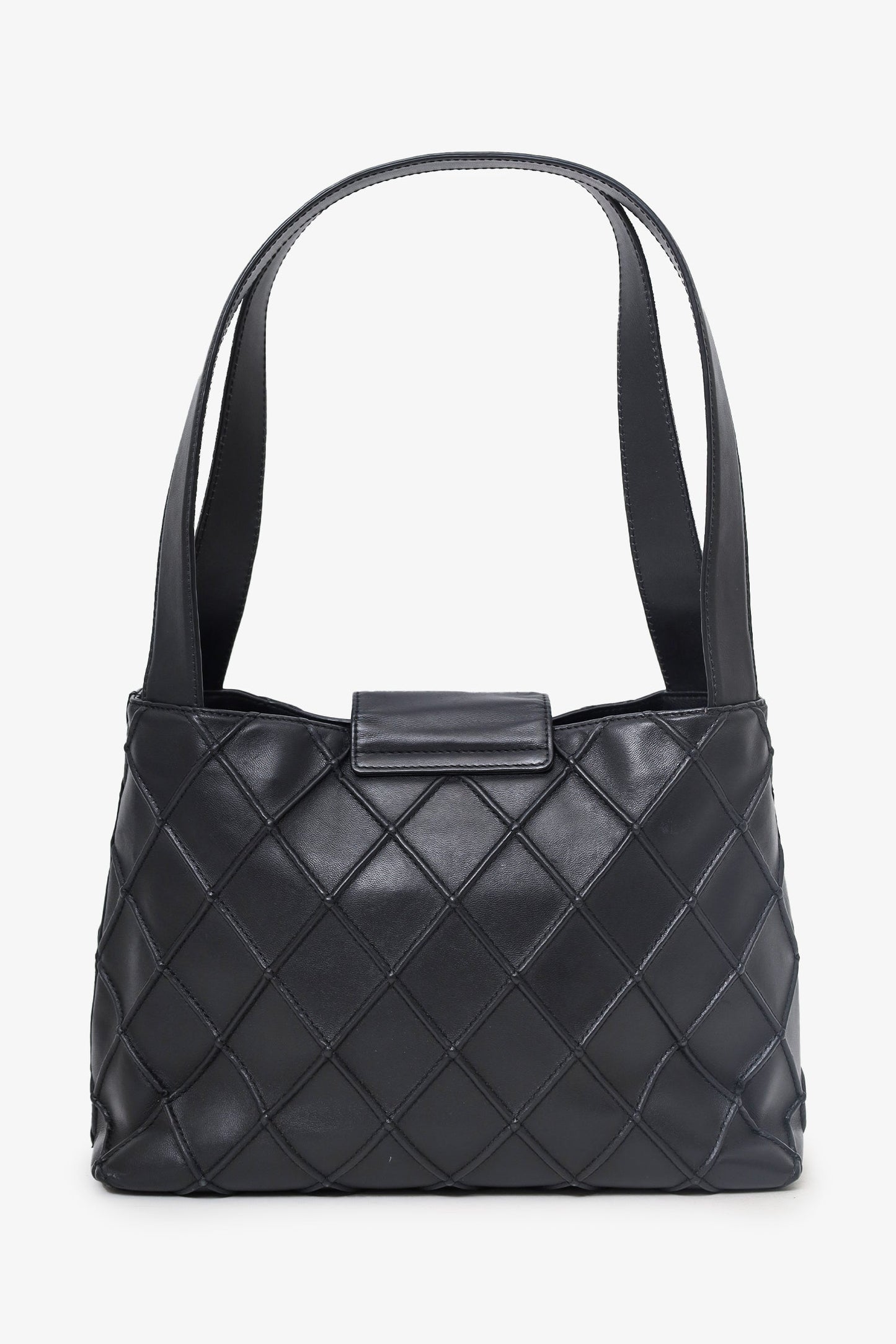Chanel ™ 2000-02 Black Leather Diamond Stitch CC Hobo Shoulder Bag with Pouch