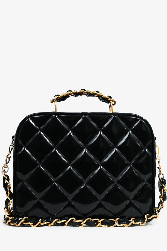 Chanel ™ 1994-96 Black Patent Leather Large Vanity Case