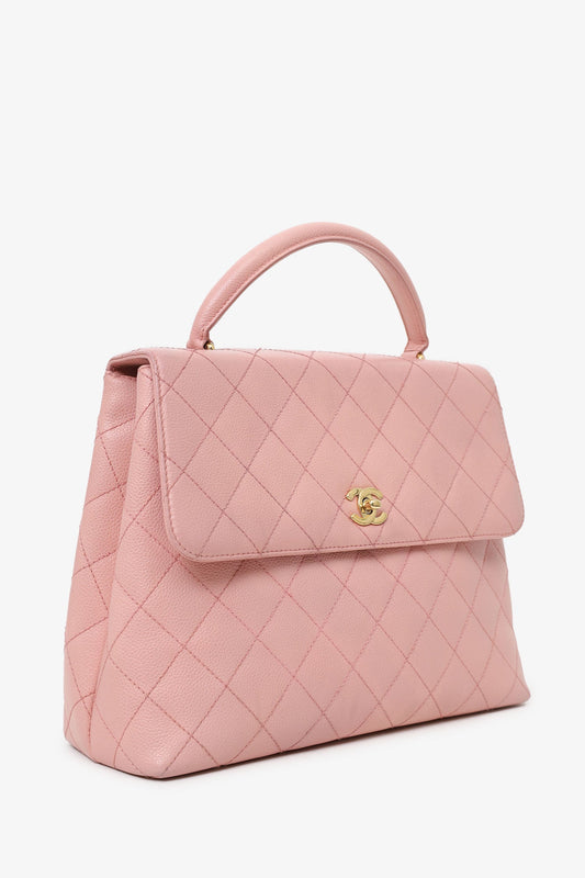 Chanel ™ 2003-04 Pink Caviar Leather Kelly Top Handle Bag