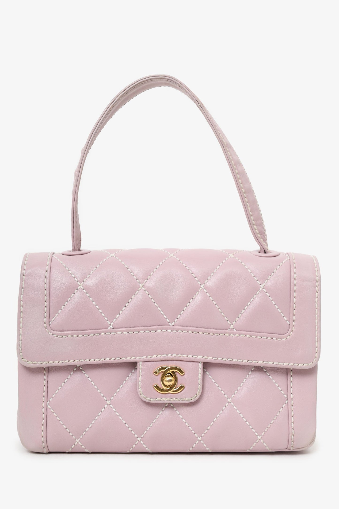 Chanel ™ 2004-05 Lilac Purple Wild Stitch Medium Top Handle Flap Bag