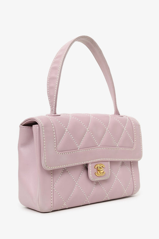 Chanel ™ 2004-05 Lilac Purple Wild Stitch Medium Top Handle Flap Bag