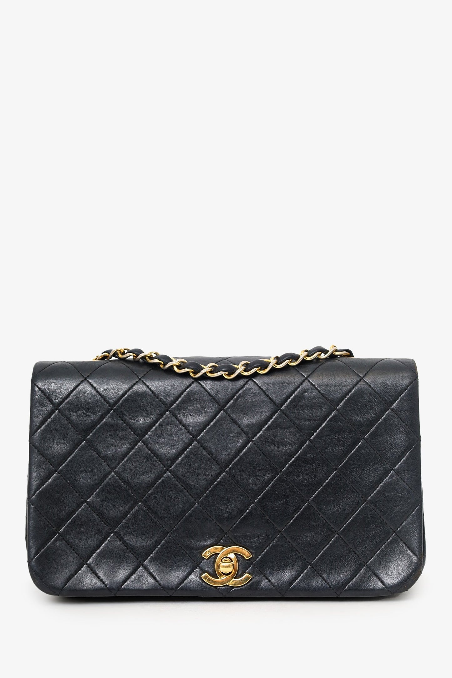 Chanel ™ 1989-91 Black Quilted Lambskin Full Flap Bag (As Is)