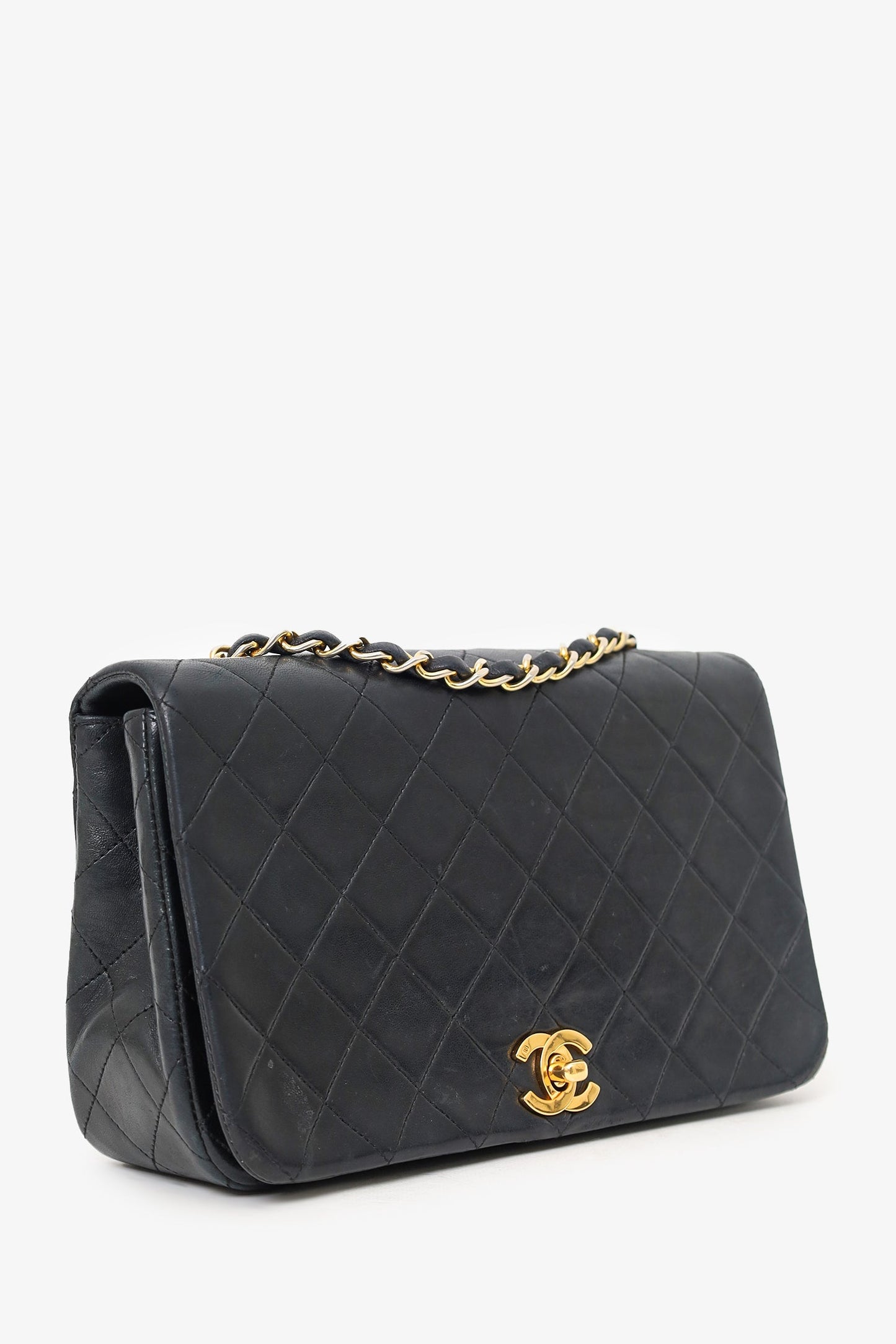 Chanel ™ 1989-91 Black Quilted Lambskin Full Flap Bag (As Is)