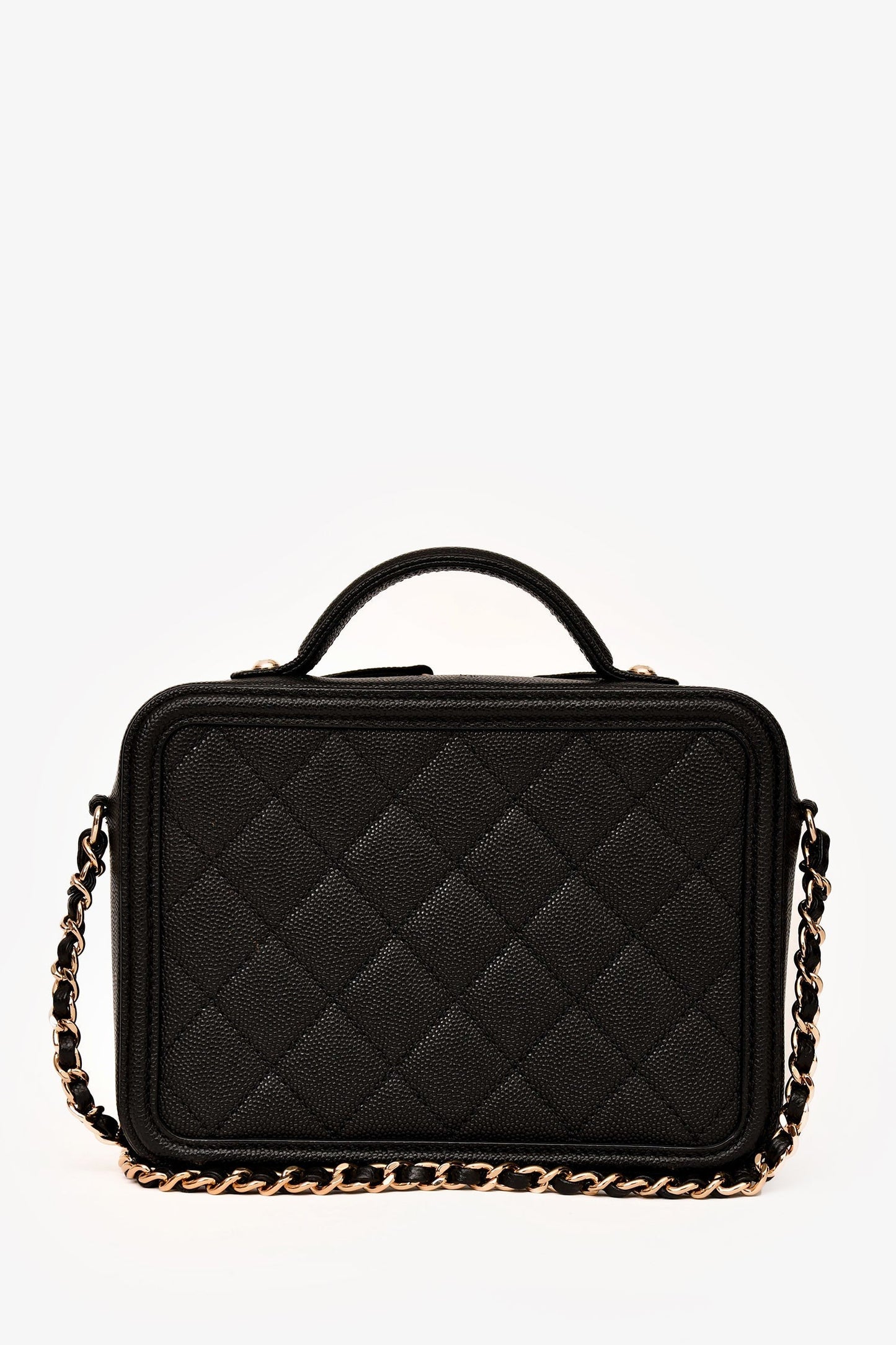 Chanel ™ 2019-20 Black Caviar Leather Filigree Small Vanity Case Crossbody