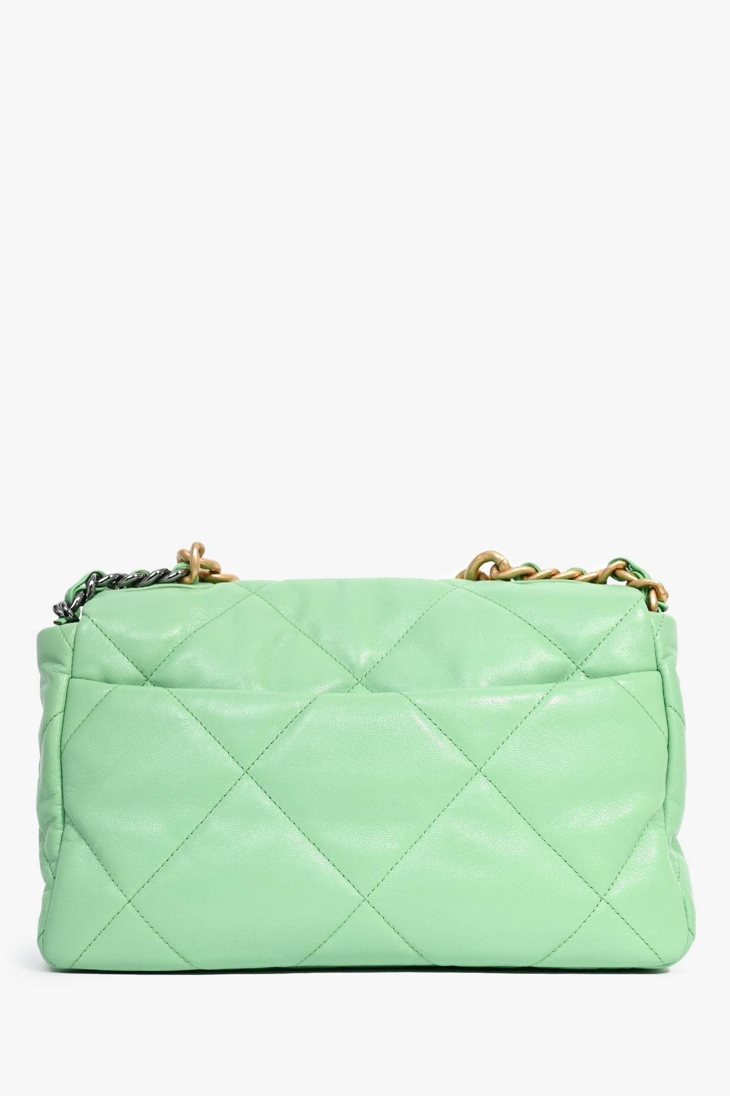 Chanel ™ Green Leather Large 19 Flap Shoulder Bag
