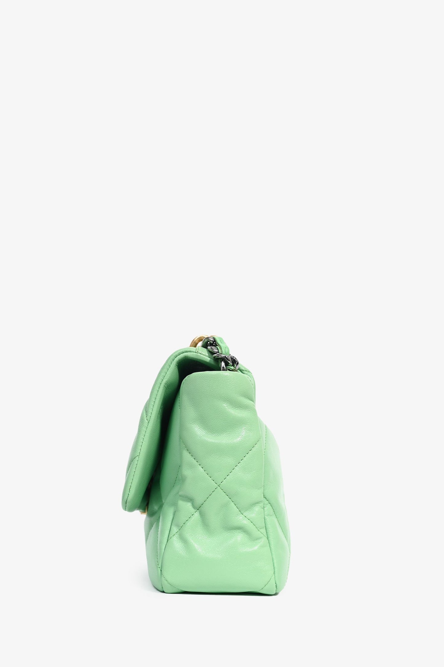 Chanel ™ Green Leather Large 19 Flap Shoulder Bag