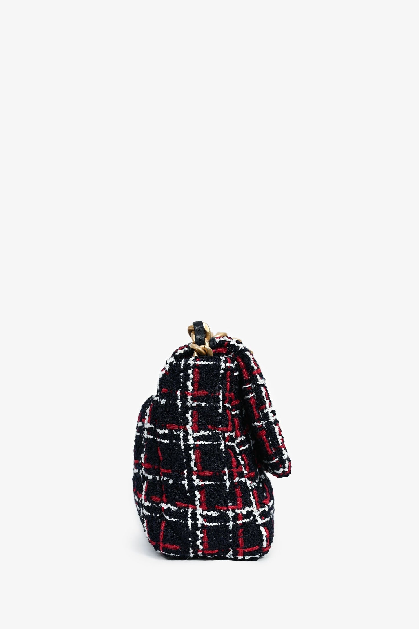 Chanel ™ Black/Red/White Tweed Medium 19 Flap Shoulder Bag